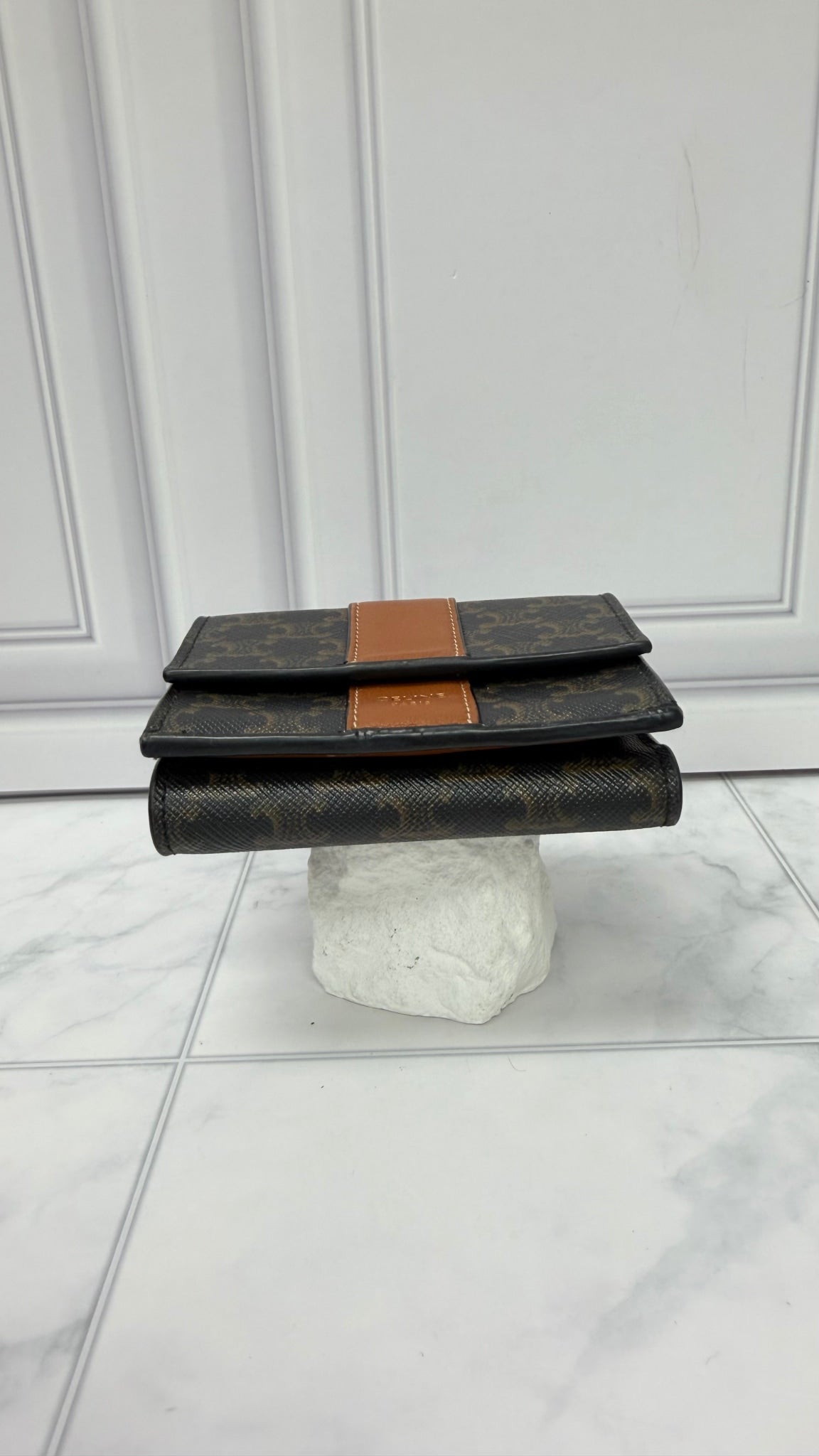 Celine Brown Canvas Small Triomphe Trifold Wallet 