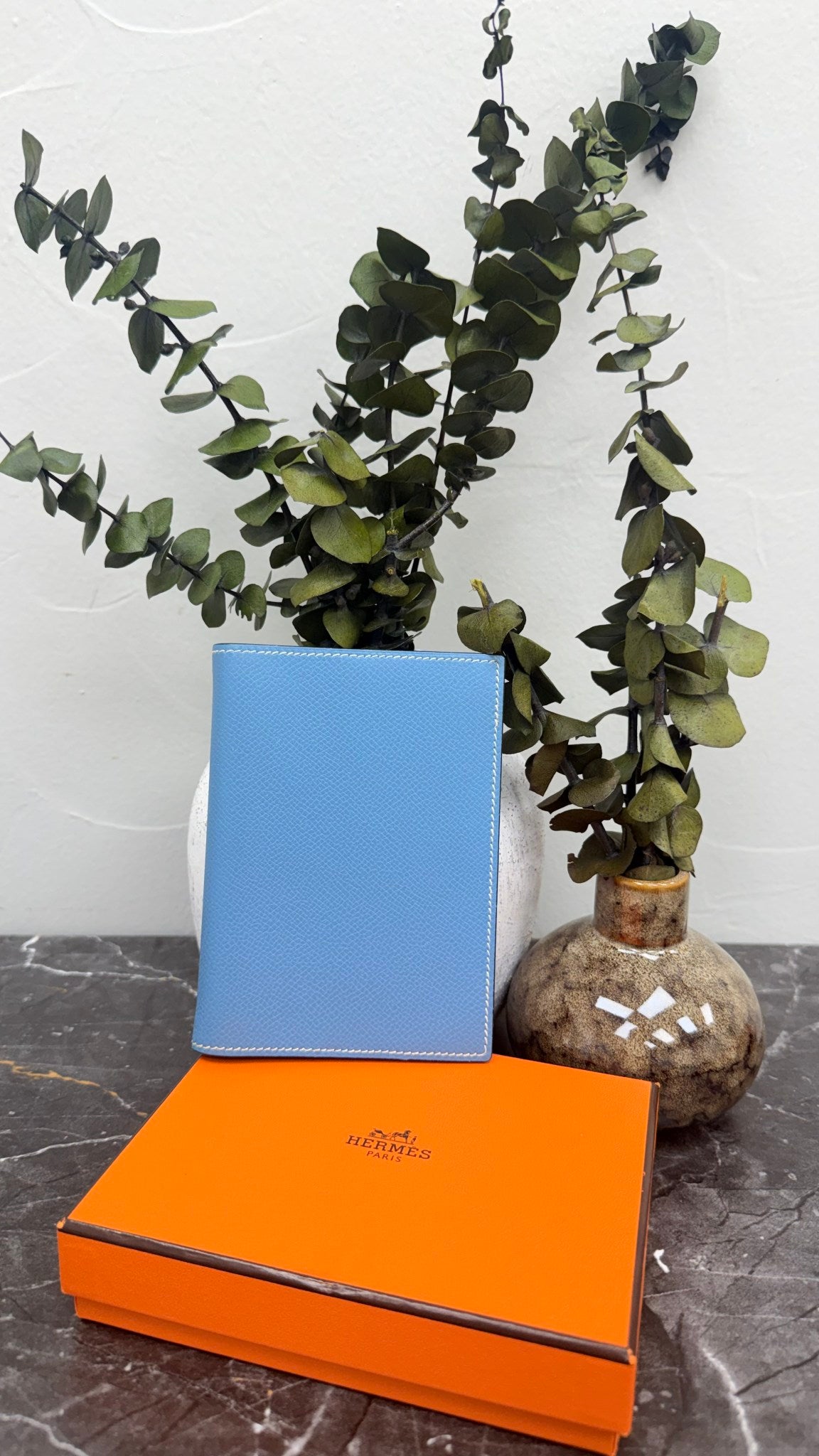 Hermes Blue Jean Epsom Leather Passport Agenda PM Cover 