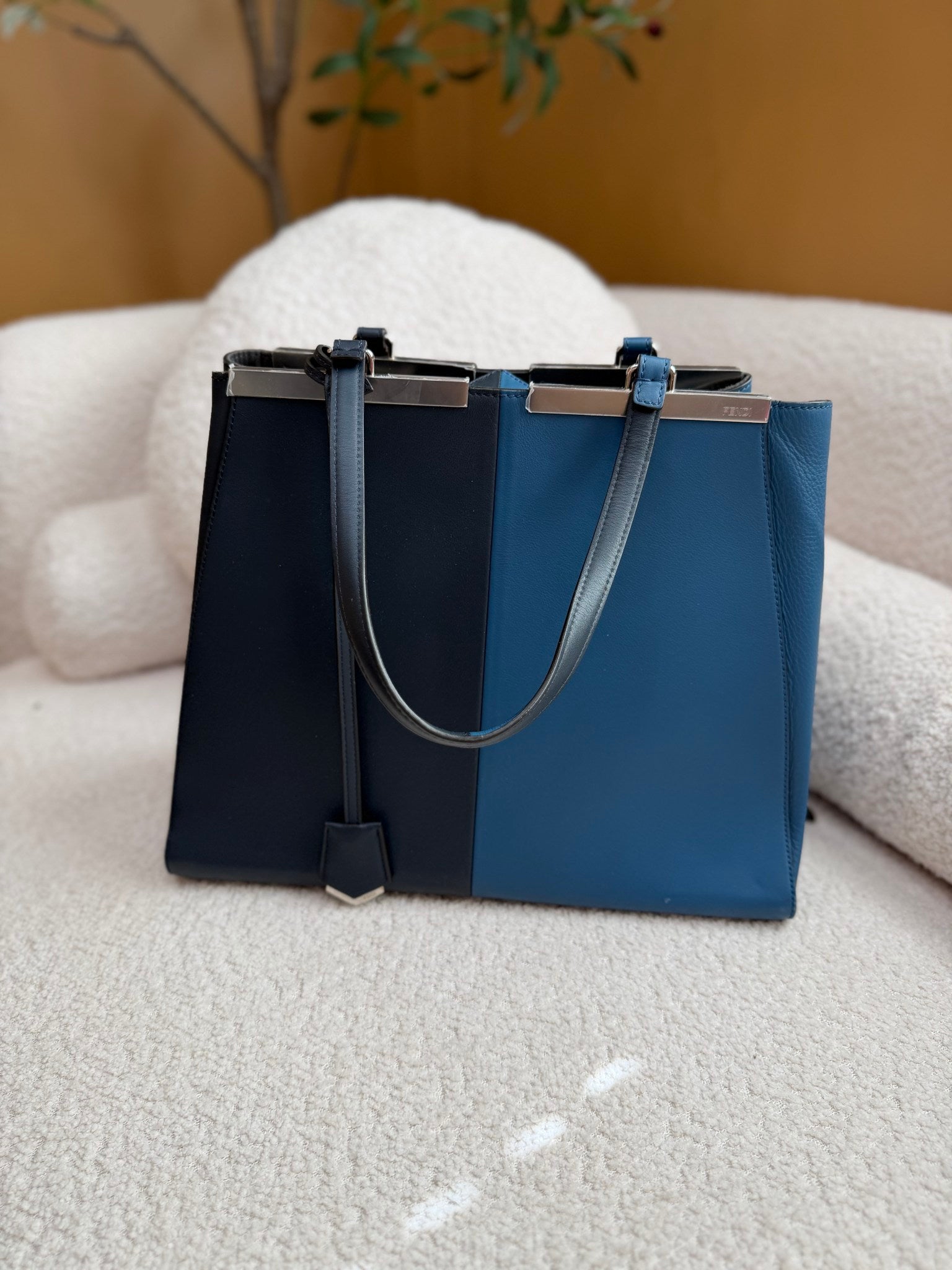 Fendi Bicolor Blue Leather  3Jours Tote Bag
