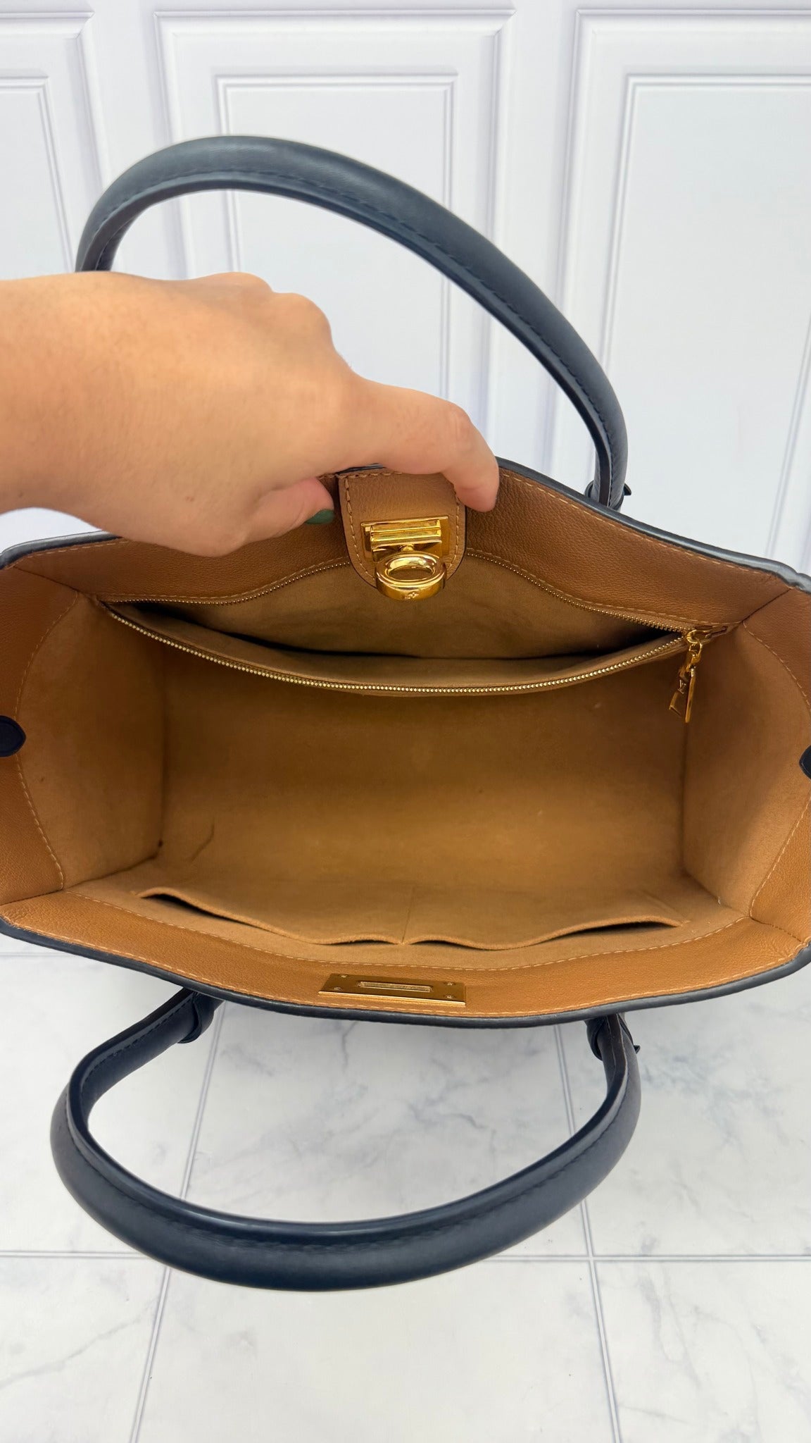 Louis Vuitton Black And Tan Grained Leather On My Side MM