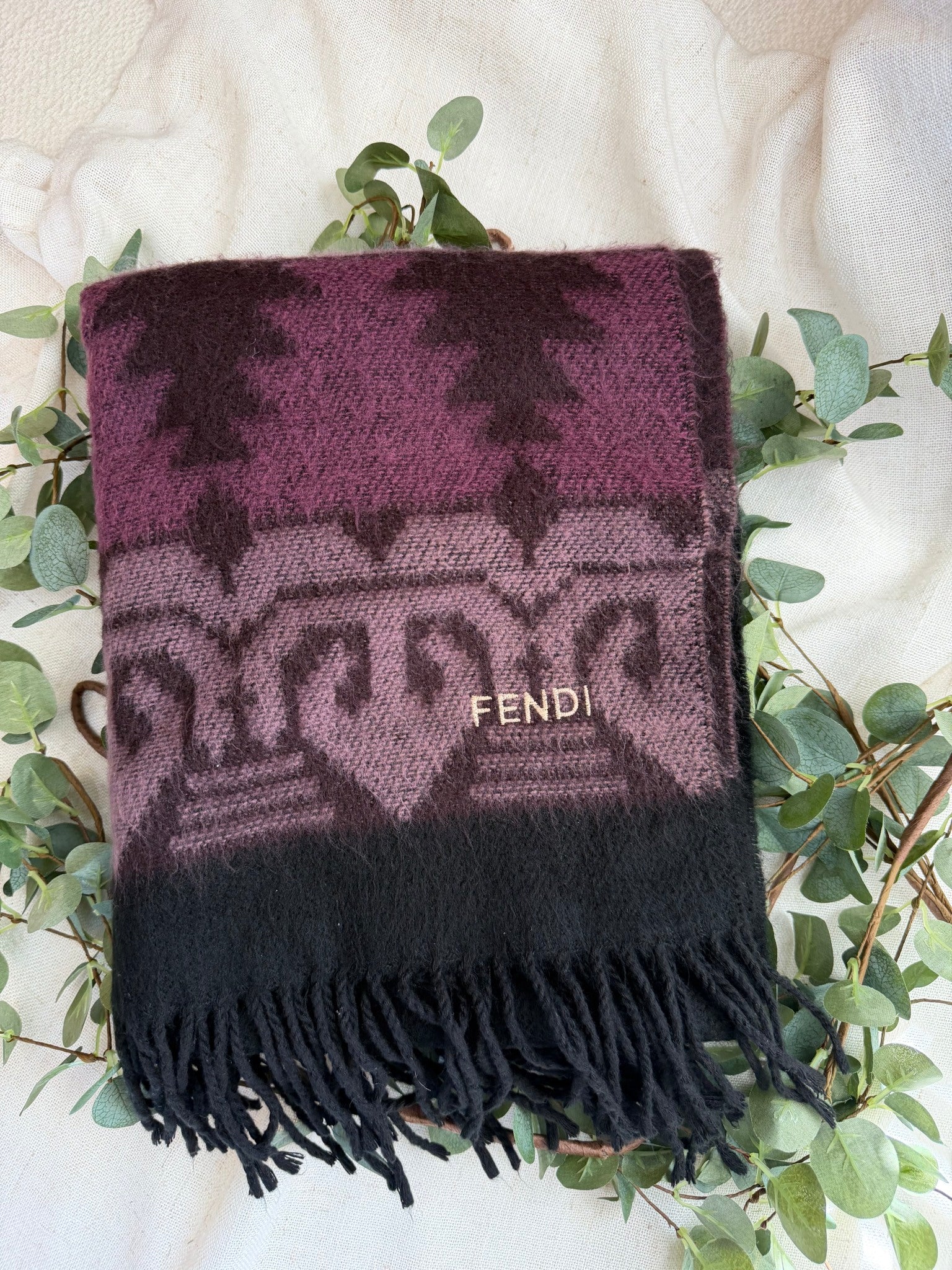 Fendi Purple Acrylic Scarf