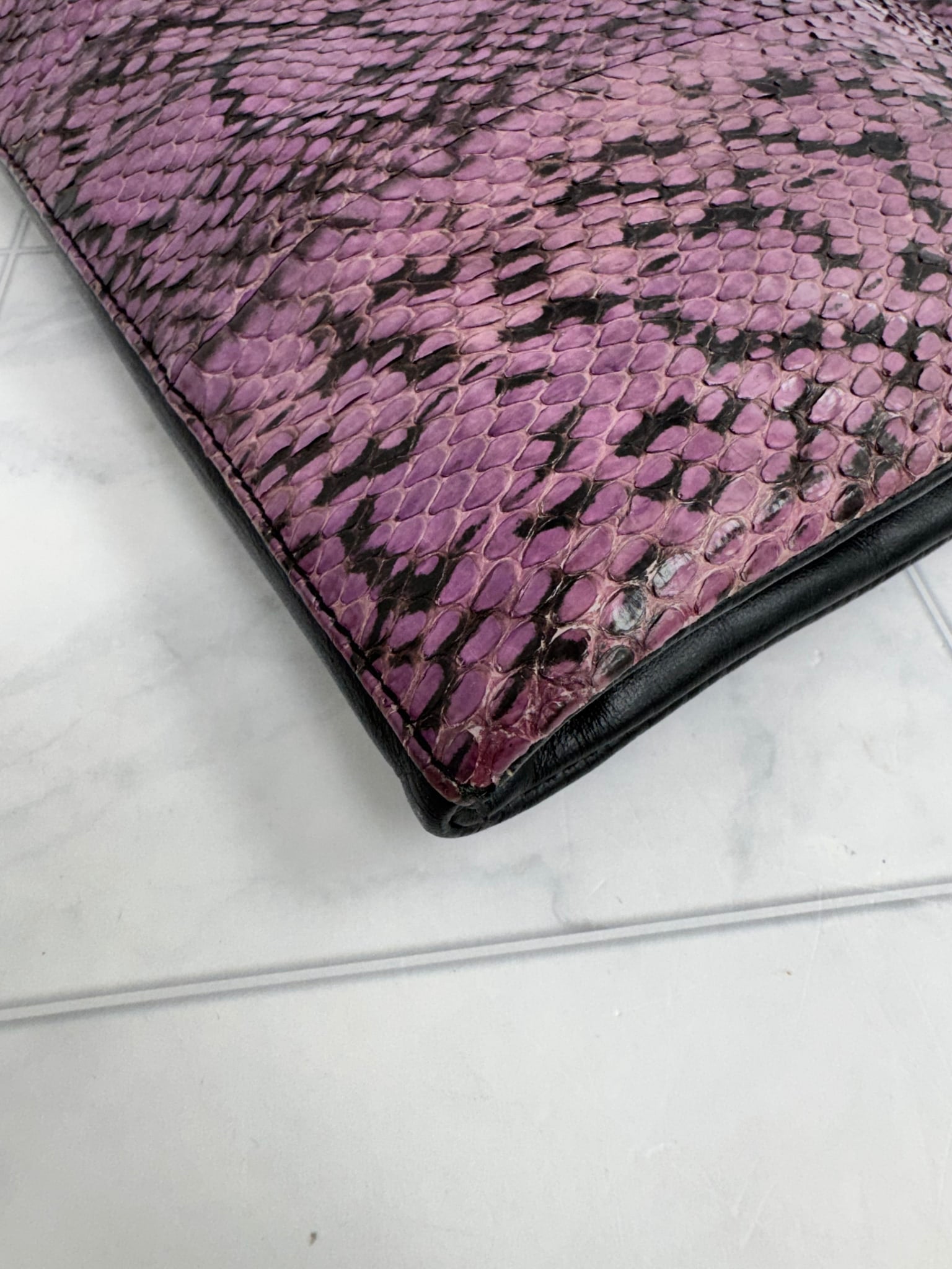 MCM Purple Snakeskin Embossed Leather Chain Crossbody Bag