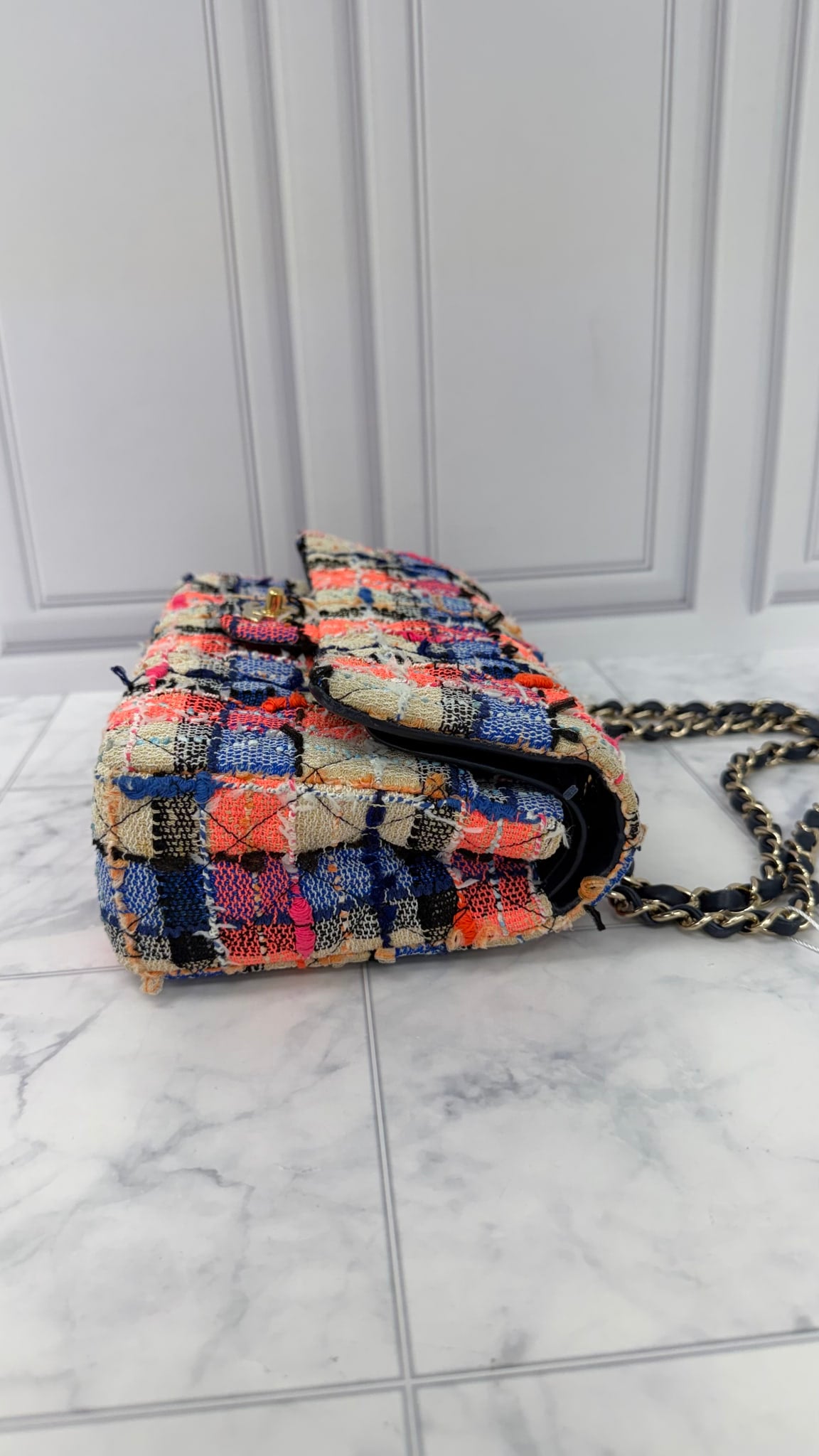 Chanel Multicolor Quilted Tweed Medium Double Flap Bag 