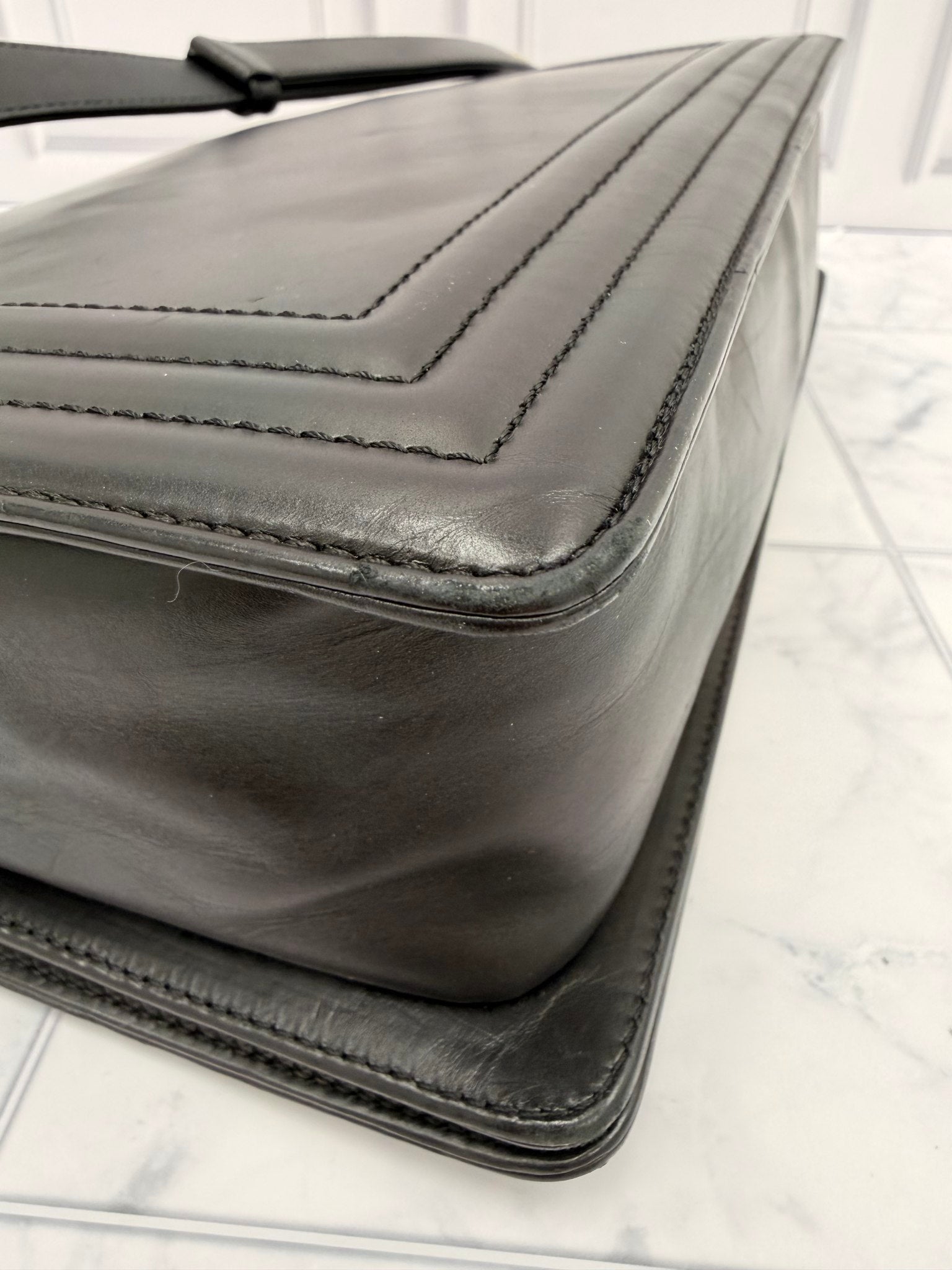 Chanel Black Leather Large Reverso Boy Flap Bag
