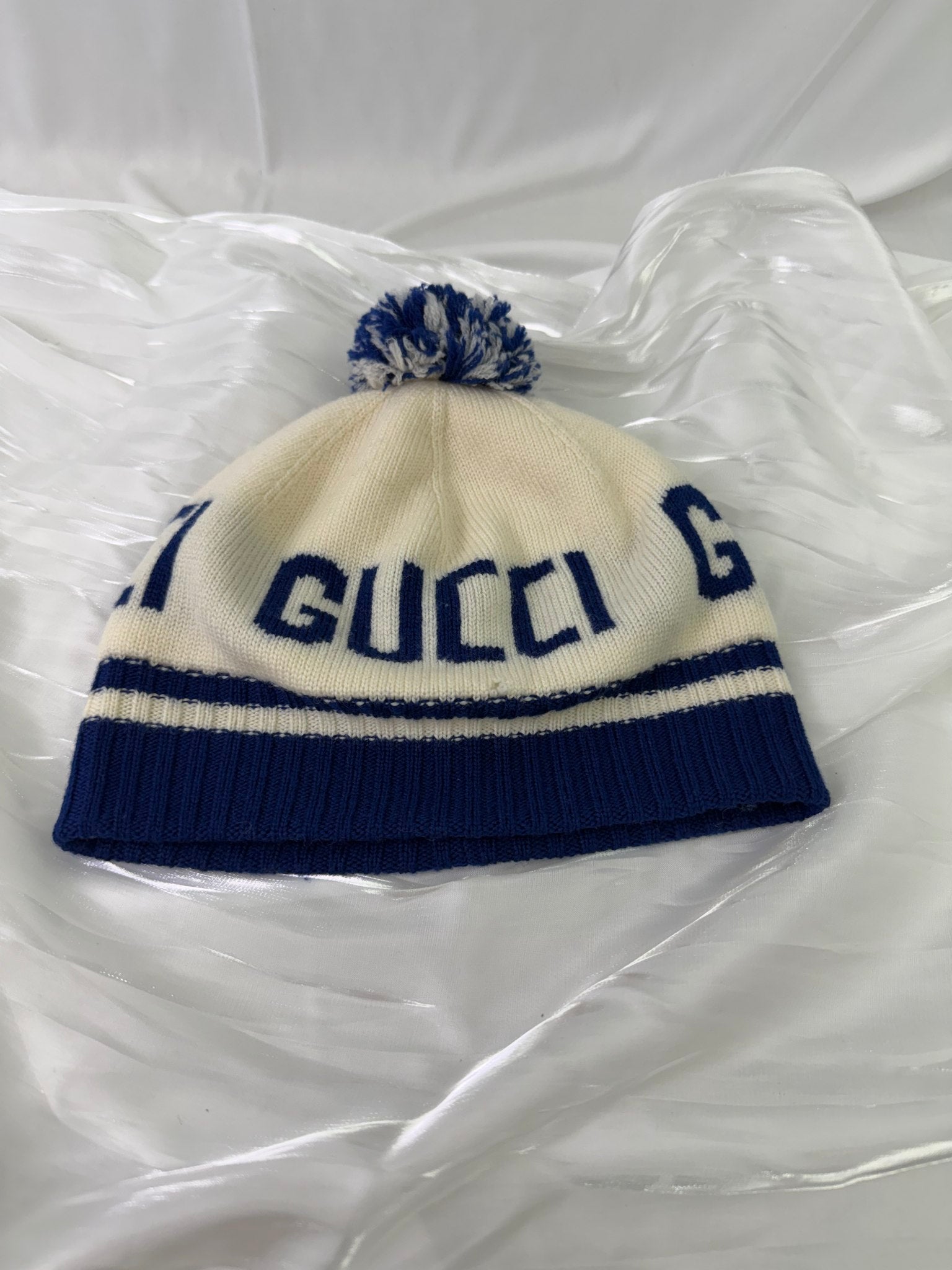 Gucci Blue And White Knit Children's  Beanie Hat 