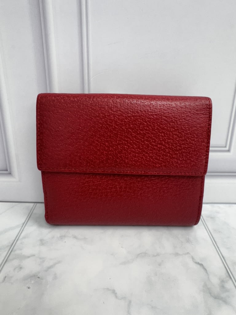 Gucci Red Grained Leather Compact Wallet