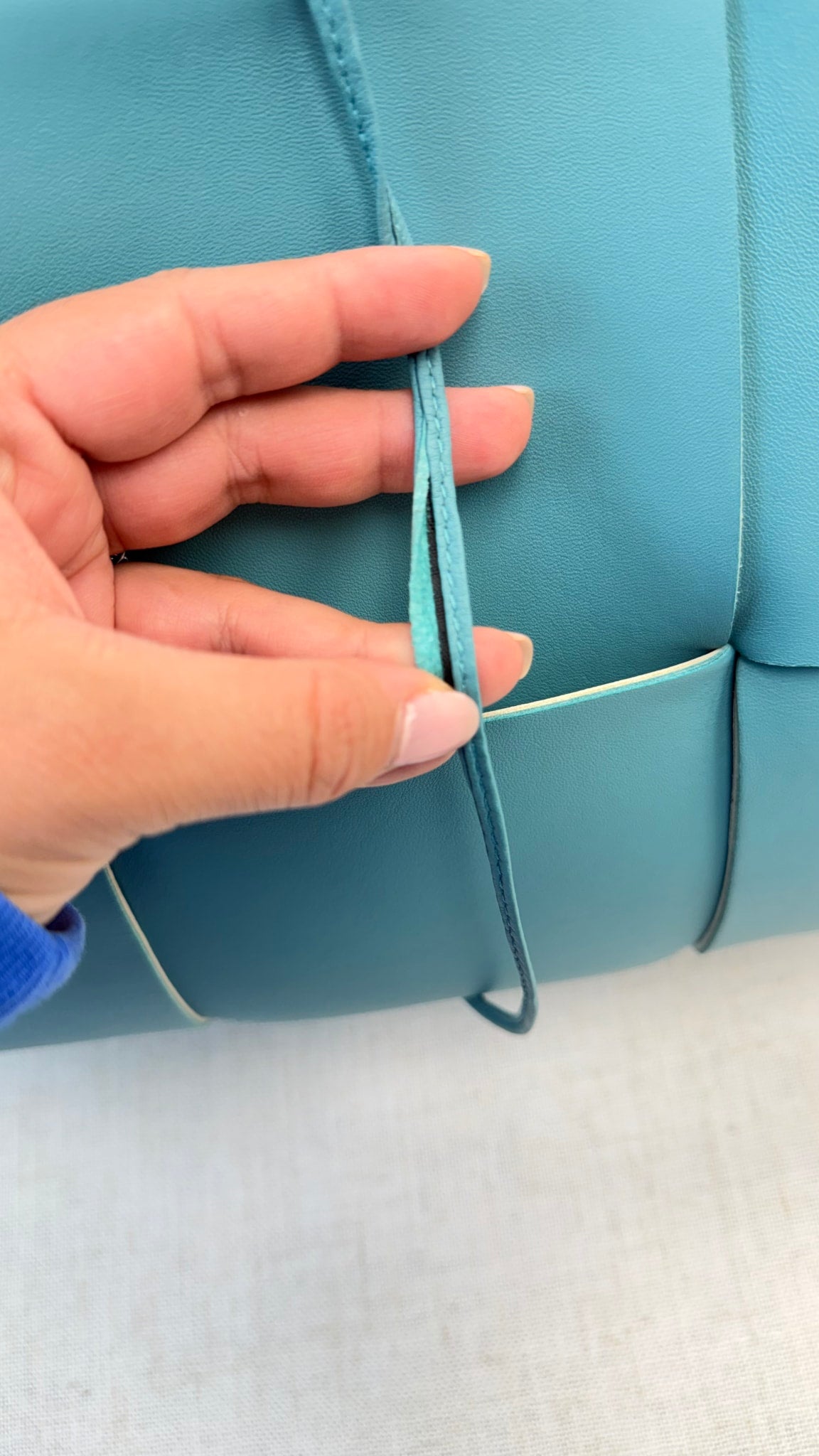 Bottega Veneta Turquoise  Nappa Intrecciato Leather Medium Arco Tote Bag 