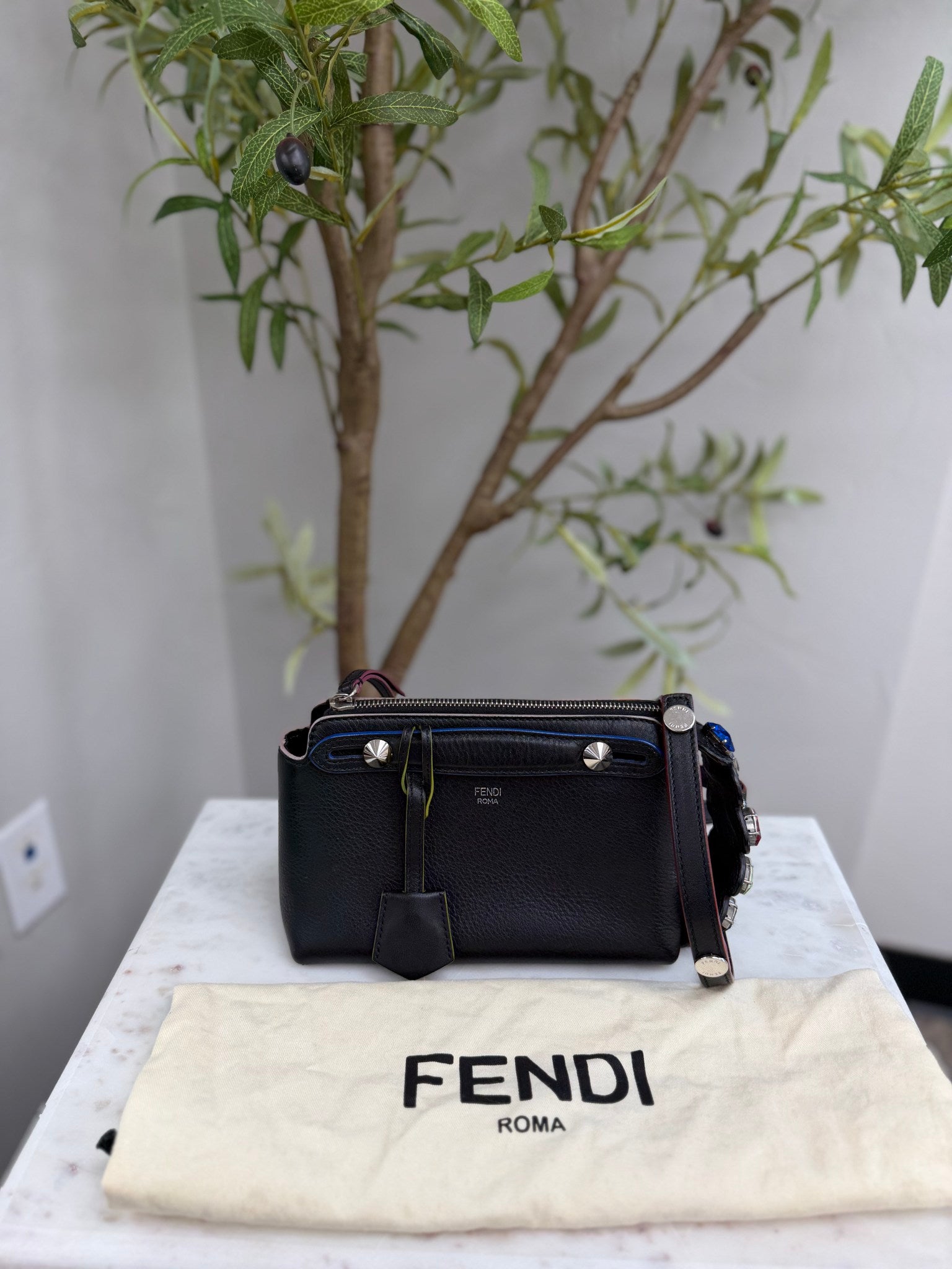 Fendi Black Leather By The Way Mini Boston Bag 