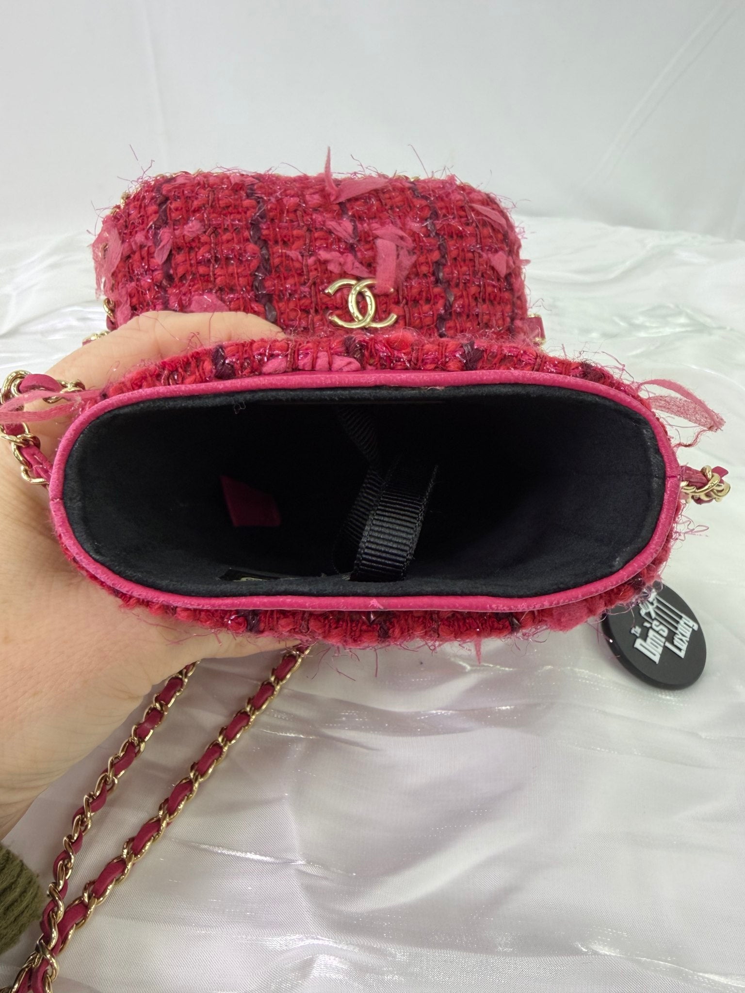 Chanel Pink Tweed Phone Holder