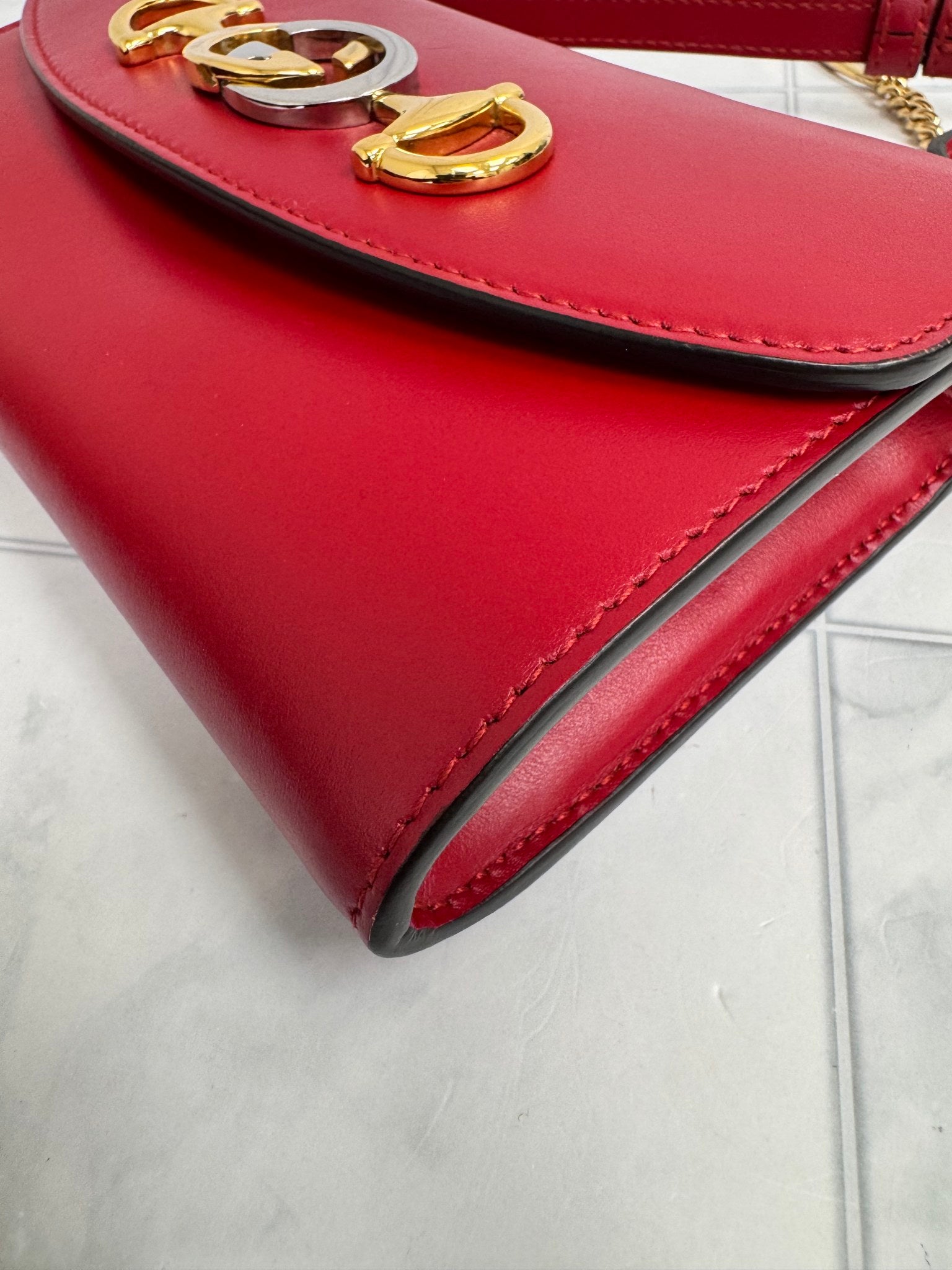 Gucci Red Leather Interlocking G Zumi 2Way Bag