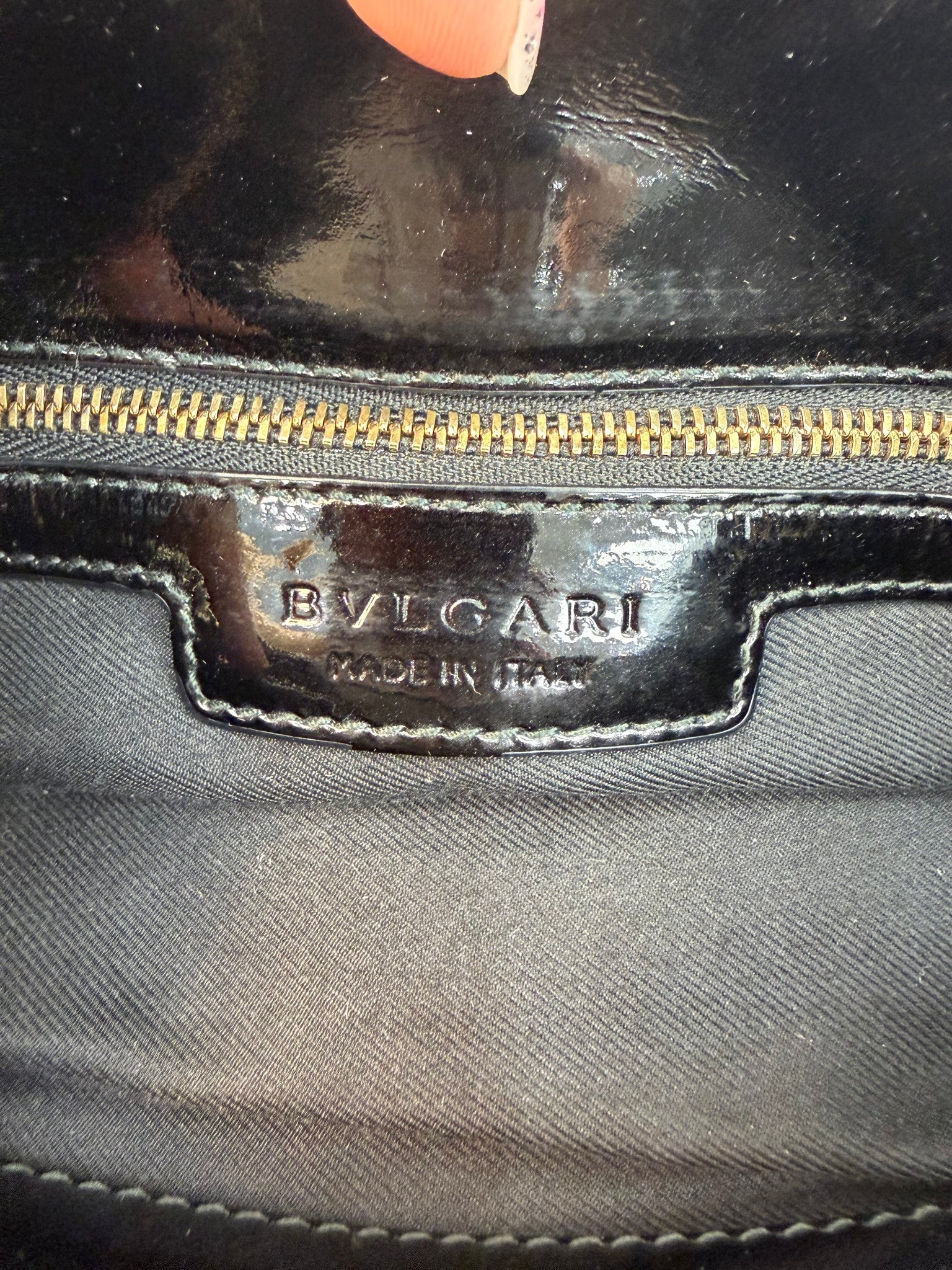 Bvlgari Black Patent Leather Chandra Shoulder Bag