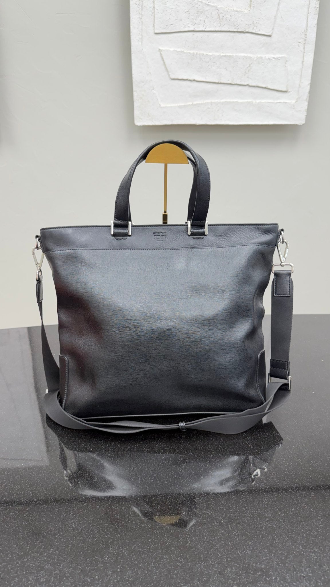 Fendi Black Leather 2Way Tote Bag