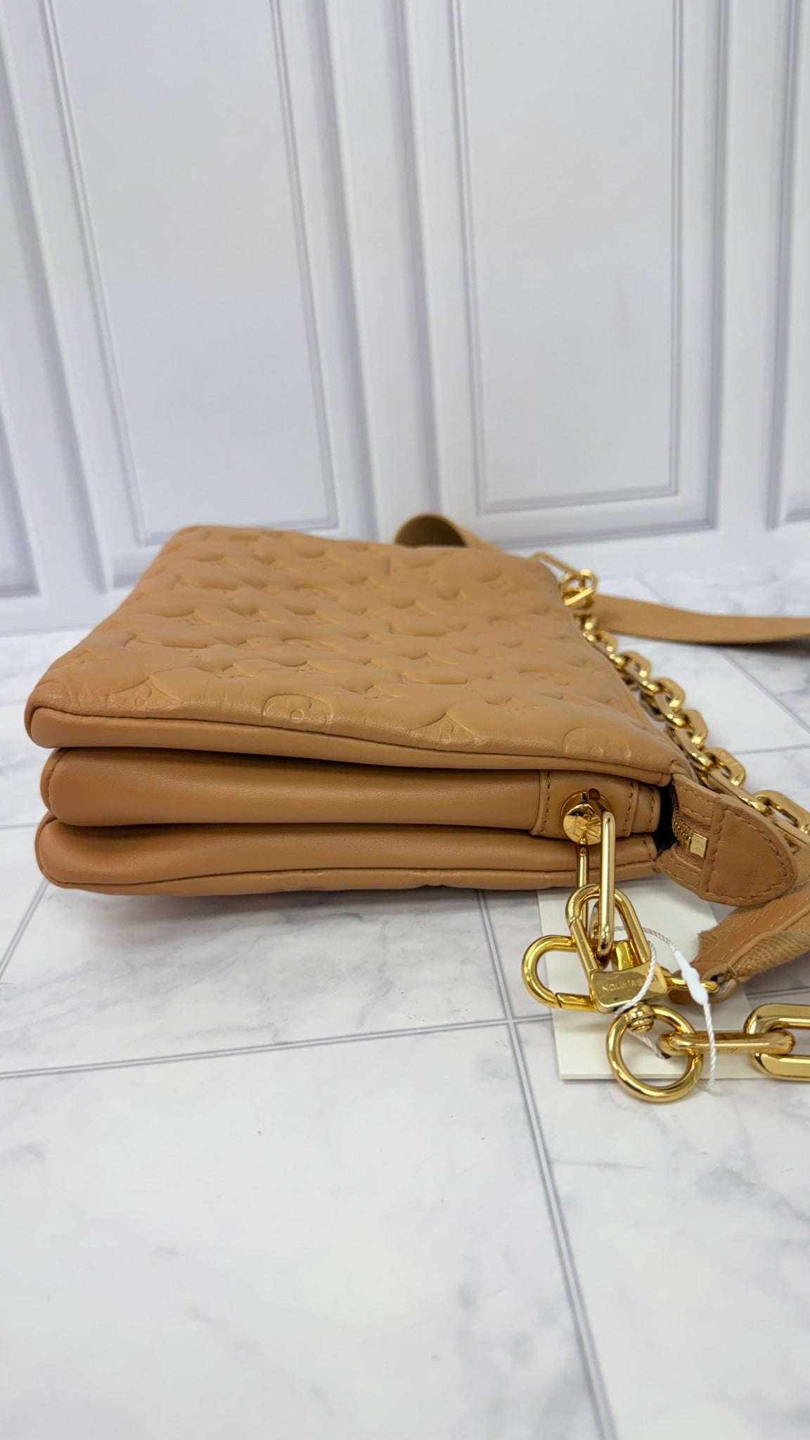 Louis Vuitton Tan Monogram Lambskin Leather Coussin PM Crossbody Bag 