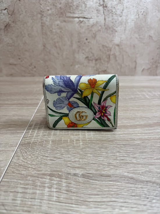 Gucci Limited Edition GG Marmont Flora Canvas Bifold Compact Wallet  