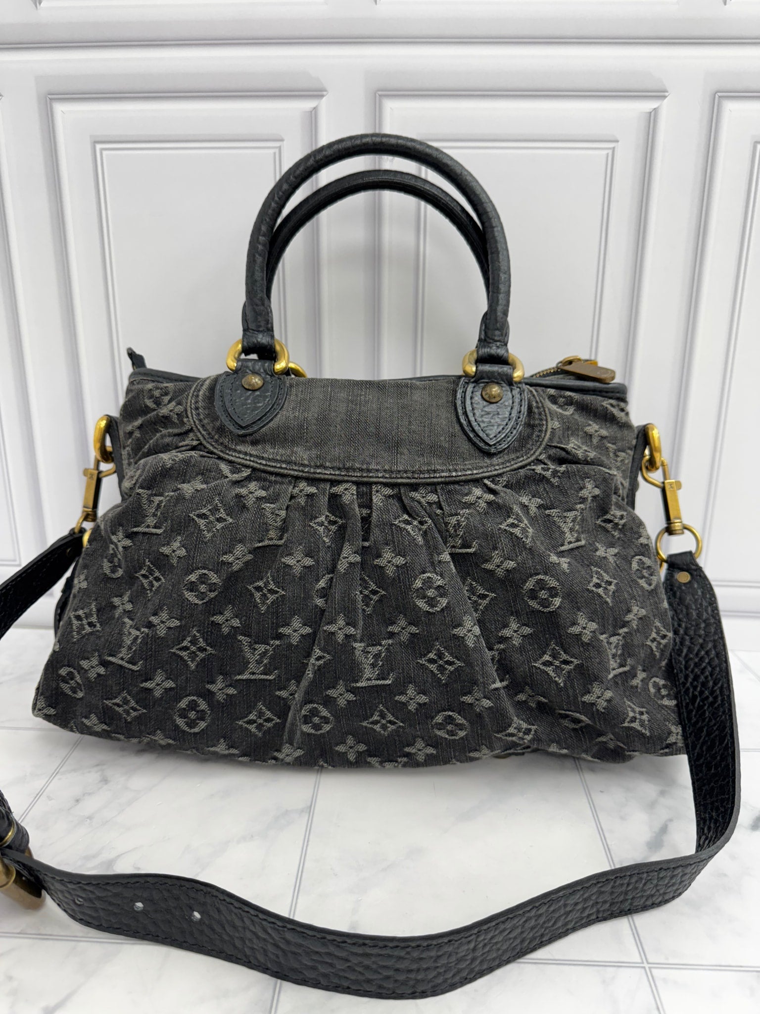 Louis Vuitton Black Denim Monogram Neo Cabby MM 