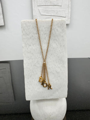 Christian Dior Gold Tone Letters Necklace