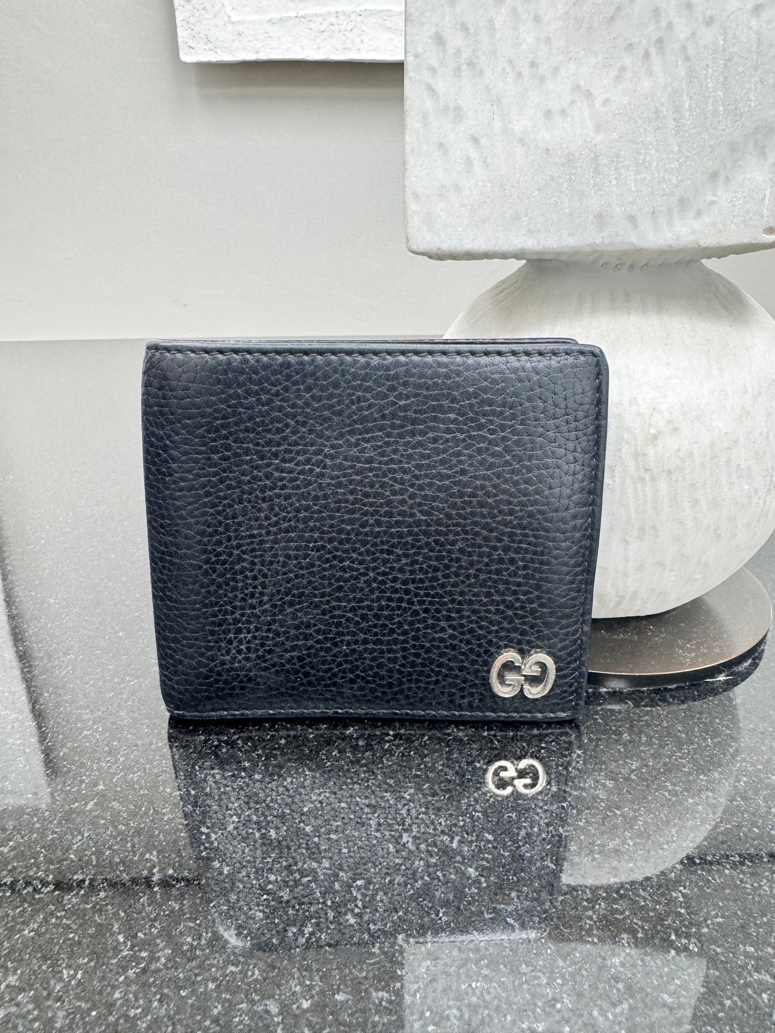 Gucci Black Grained Leather Bifold Wallet