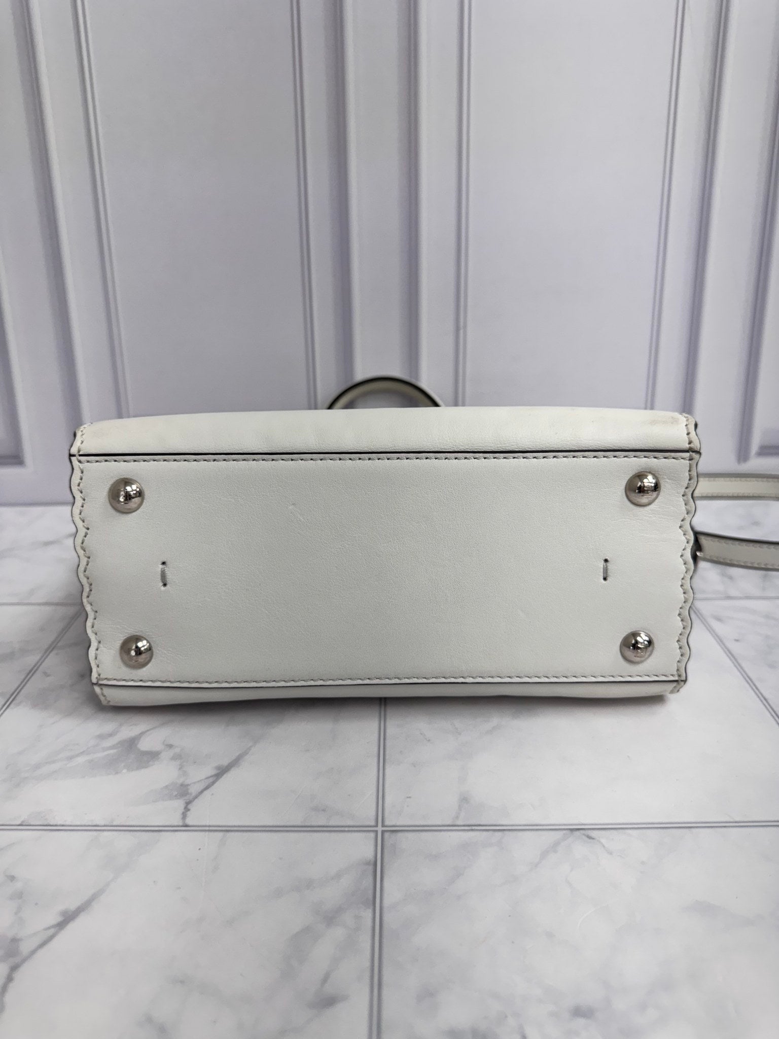 Fendi White Leather Studded Mini 3Jours 2Way Bag