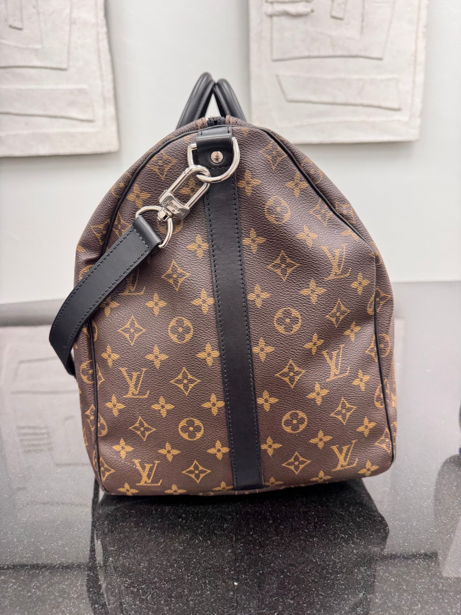 Louis Vuitton Monogram Macassar Keepall Bandouliere 55