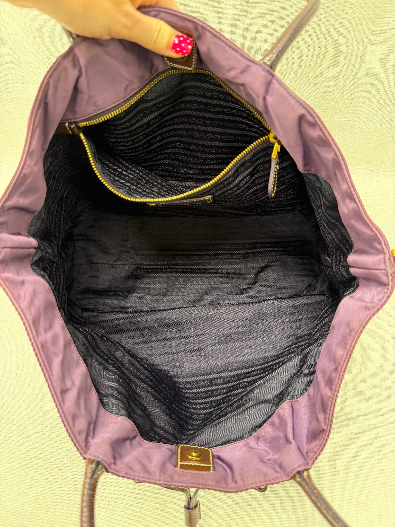 Prada Purple Nylon Logo Shoulder Tote