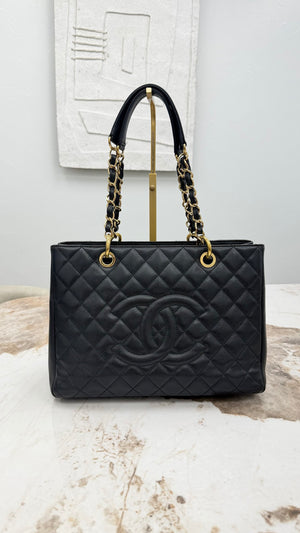 Chanel Black Quilted Caviar Leather Grand Shopping Tote (GST)