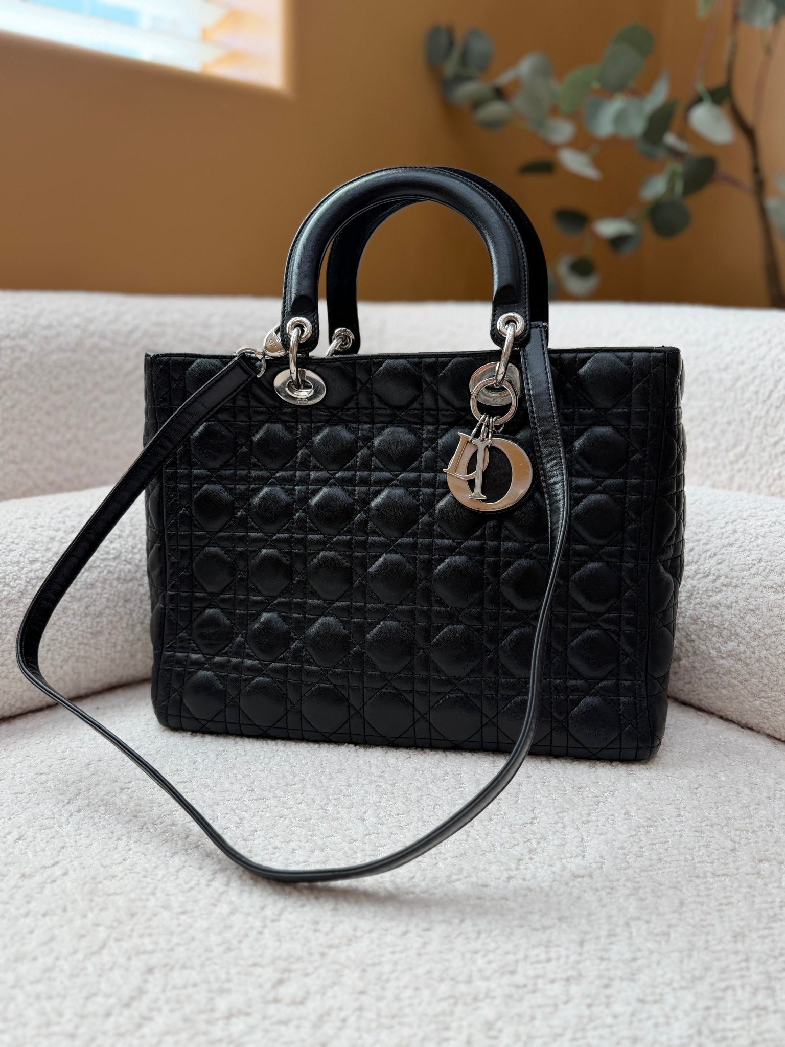 Christian Dior Black Cannage Lambskin Large Lady Dior