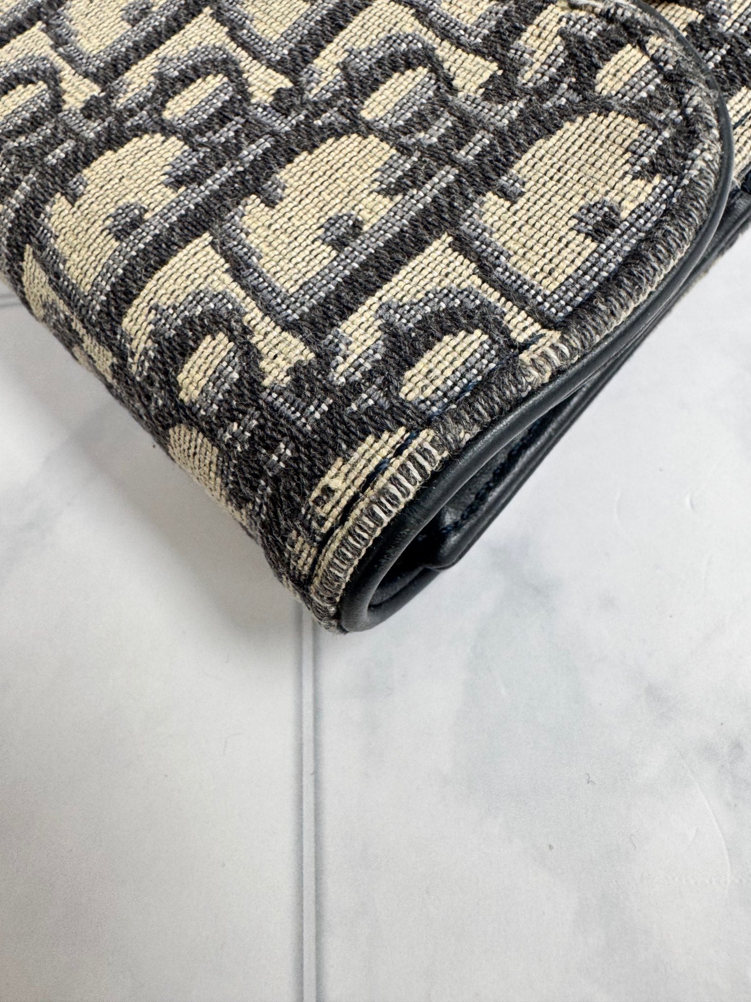 Christian Dior Blue Oblique Jacquard Saddle Card Holder