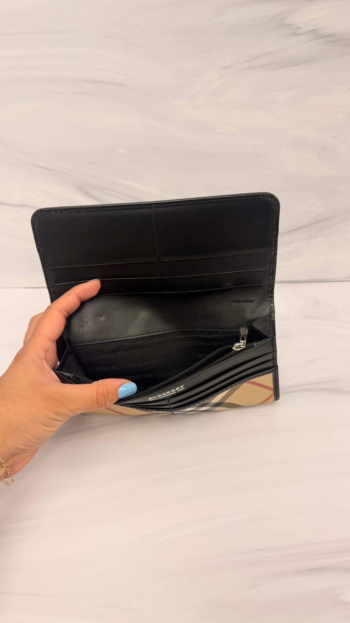 Burberry Beige Nova Check Long Wallet 