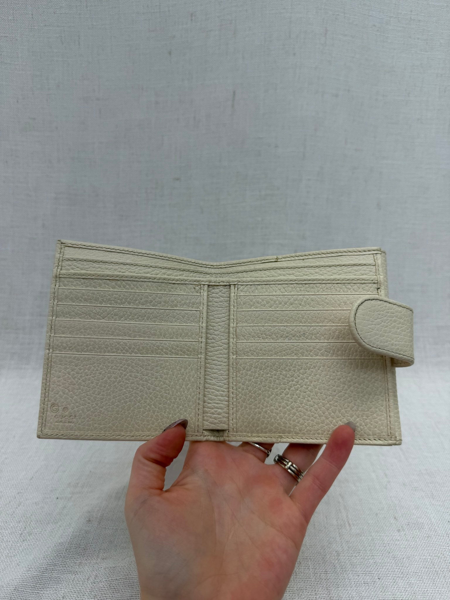 Gucci Ivory Leather Interlocking G Compact Wallet