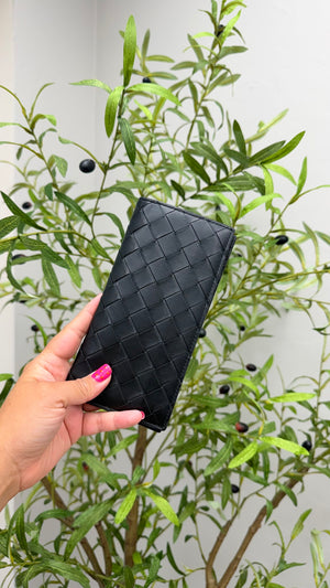 Bottega Veneta Black Intrecciato Leather Wallet