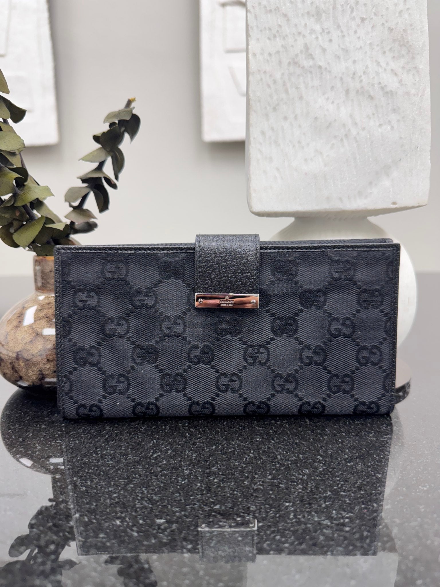 Gucci Black GG Canvas Long Wallet