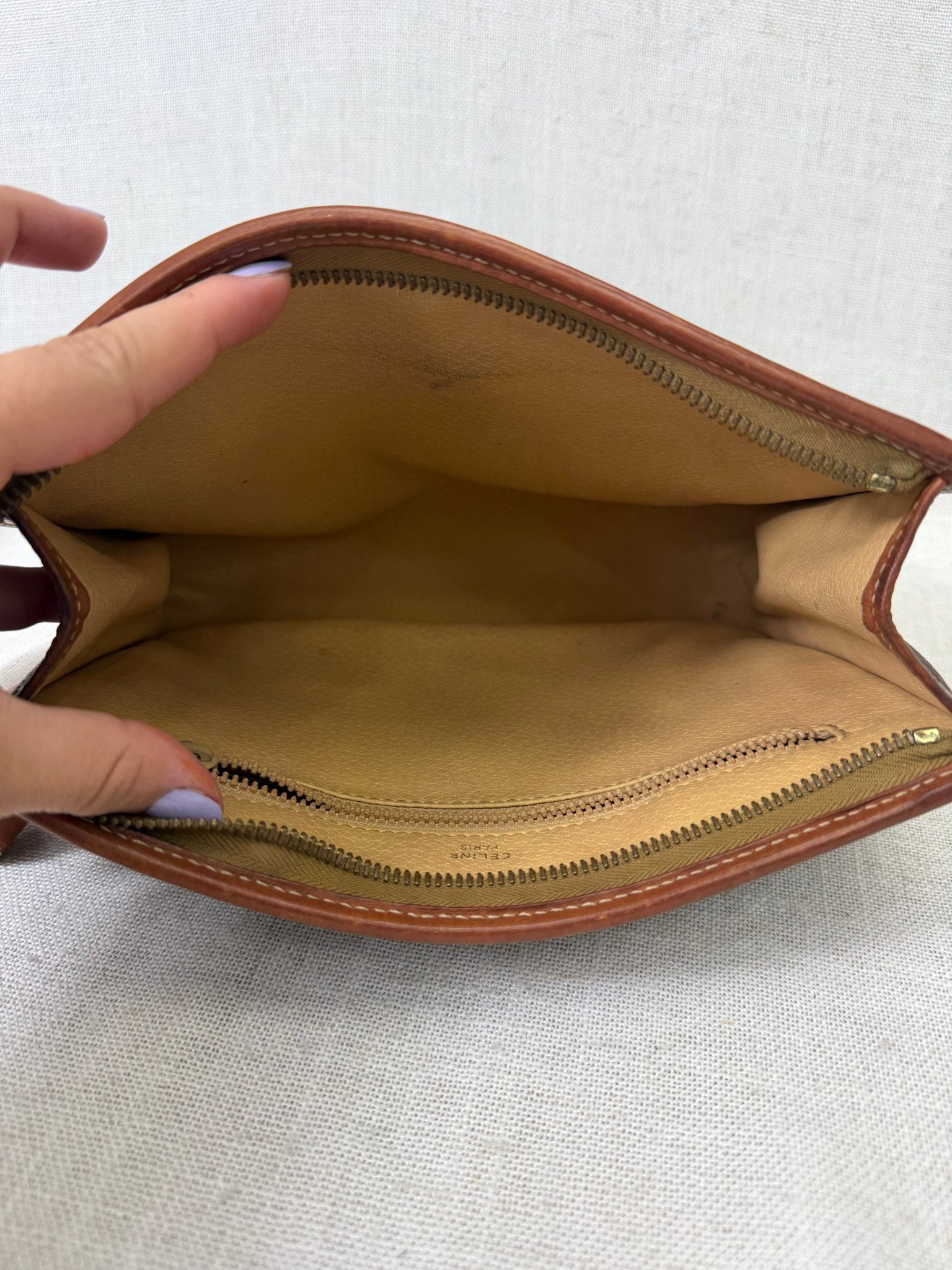 Celine Brown Coated Canvas Macadam Travel Pouch