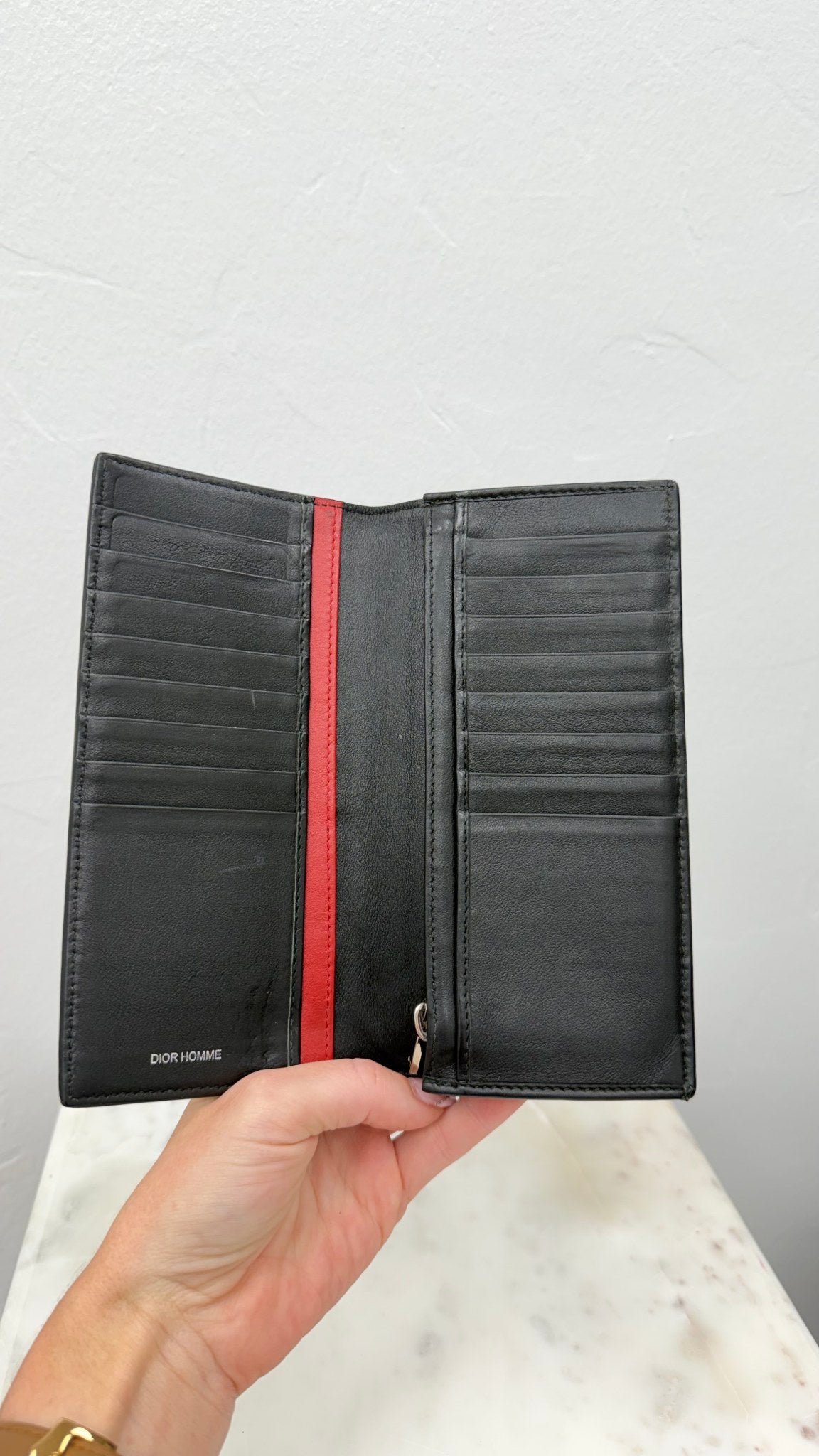 Christian Dior Black & Grey Jacquard Coated Canvas Long Wallet