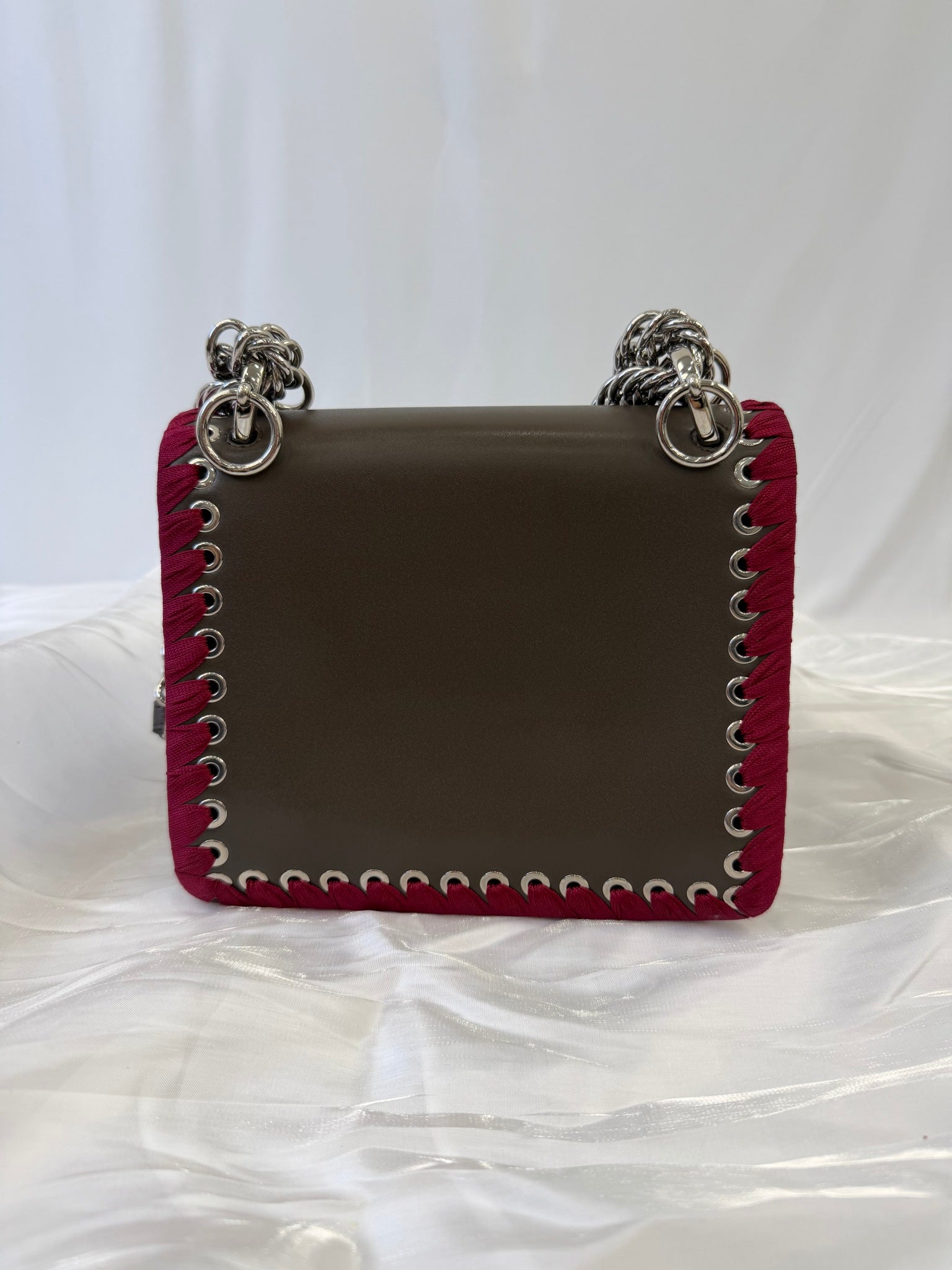 Fendi Brown Leather Kan I Whipstitch Chain Bag