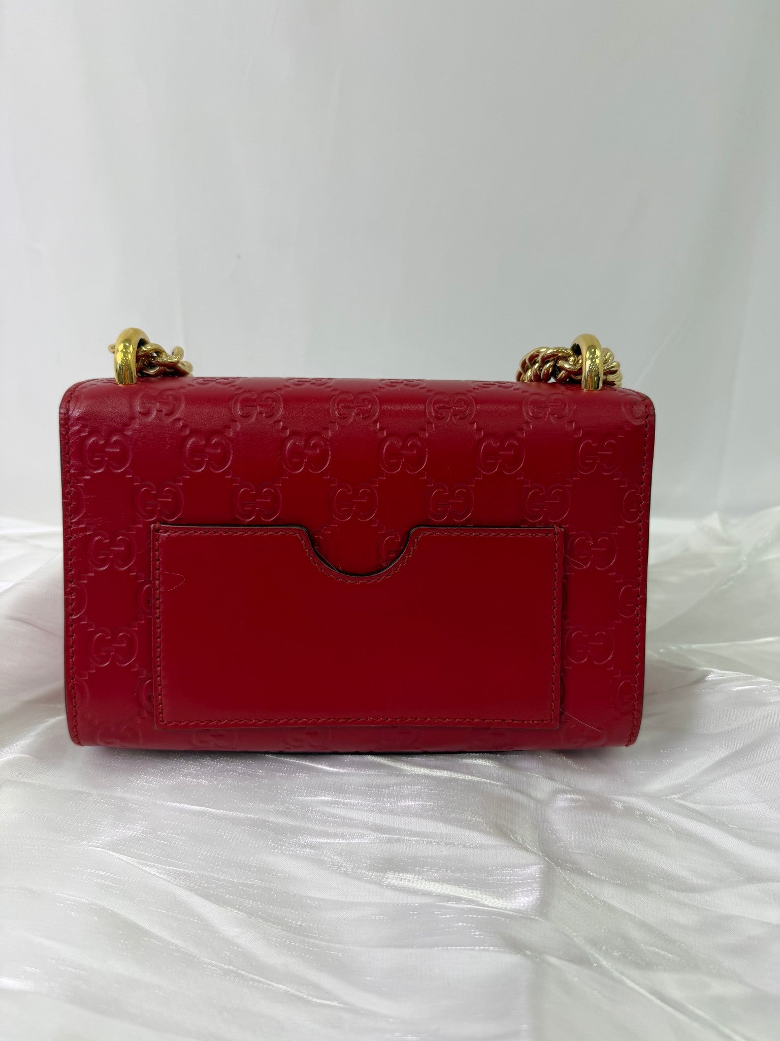 Gucci Red Leather GG Embossed Padlock Shoulder Bag
