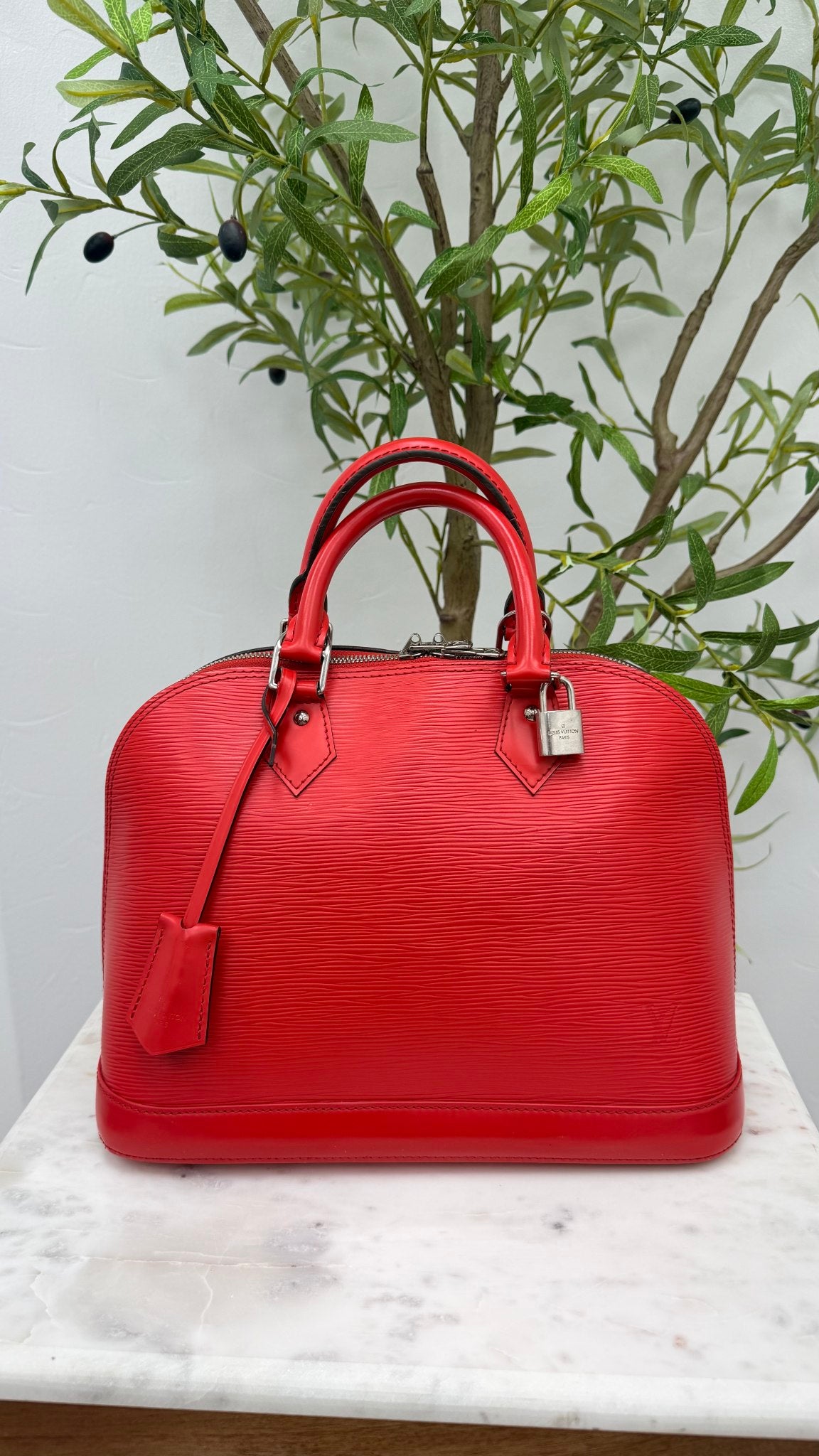 Louis Vuitton Red Epi Leather Alma PM Handbag 