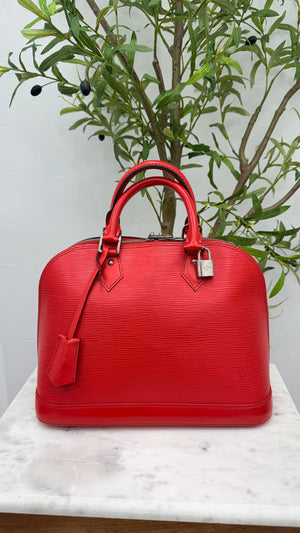 Louis Vuitton Red Epi Leather Alma PM Handbag