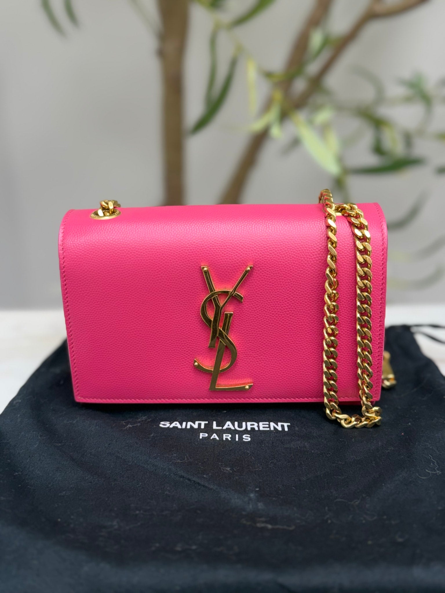 Saint Laurent YSL Pink Leather Small Kate Crossbody Bag
