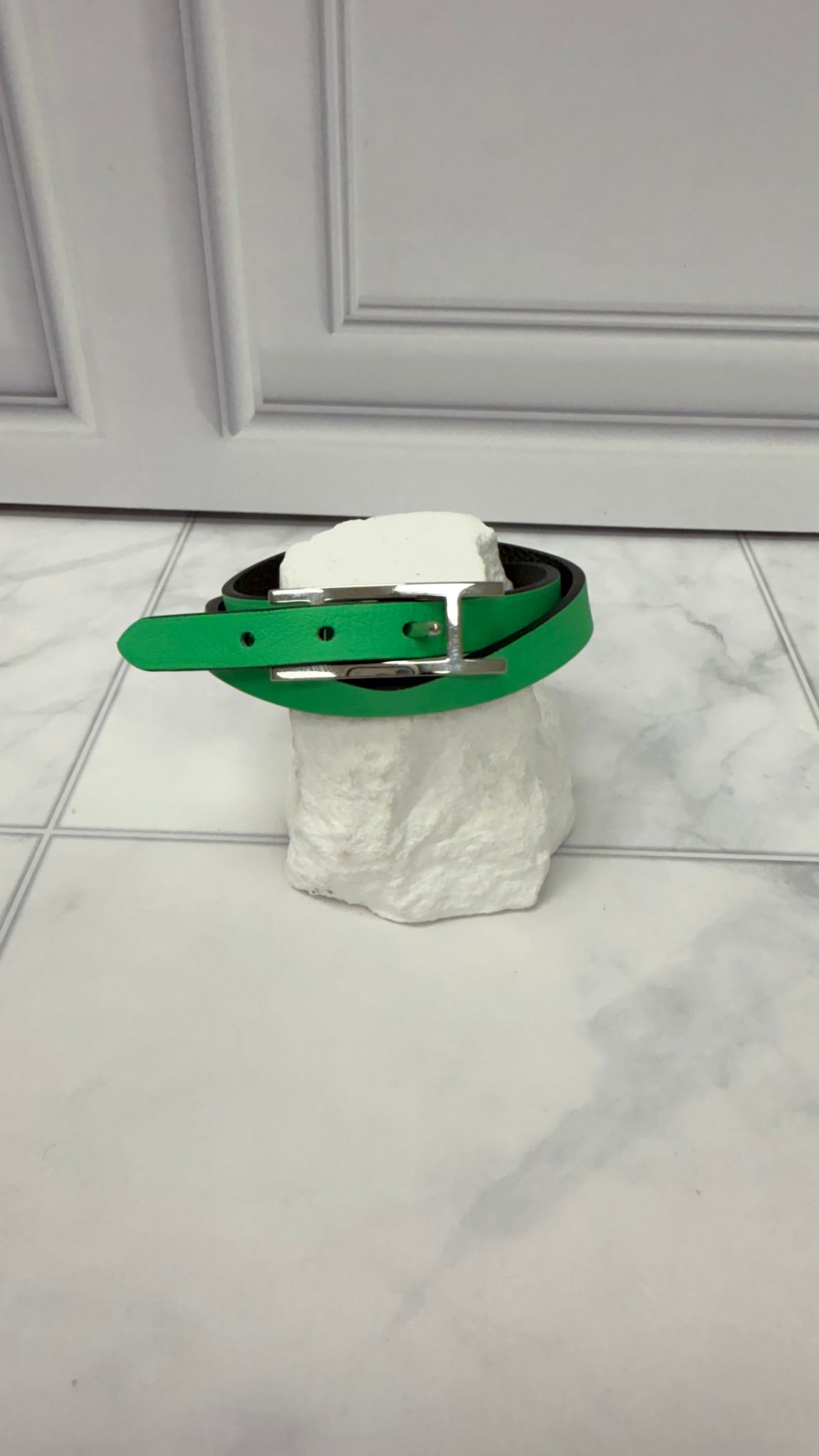 Hermes Green Leather Double Tour Bracelet 