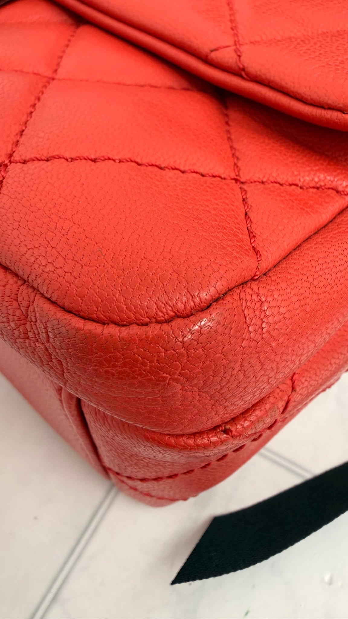 Chanel Red Quilted Goatskin Small Double Carry Waist Chain Flap Bag