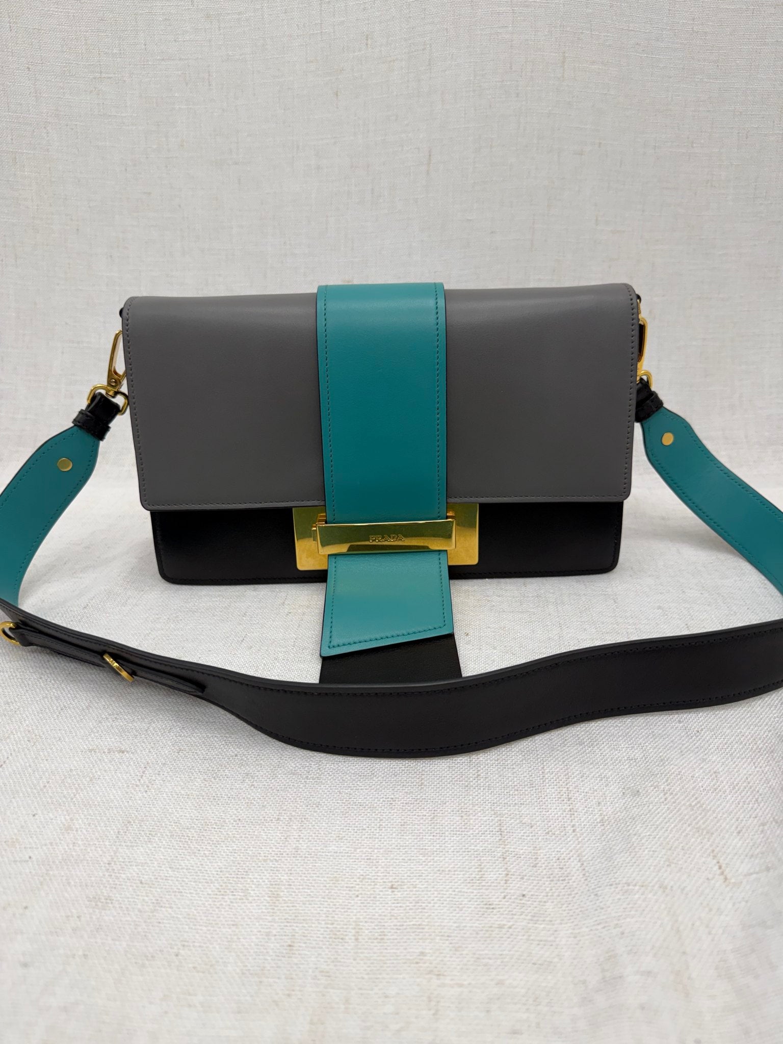 Prada Tricolor Leather Ribbon Flap Shoulder Bag