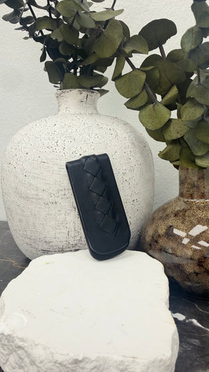 Bottega Veneta Black Intrecciato Leather Money Clip