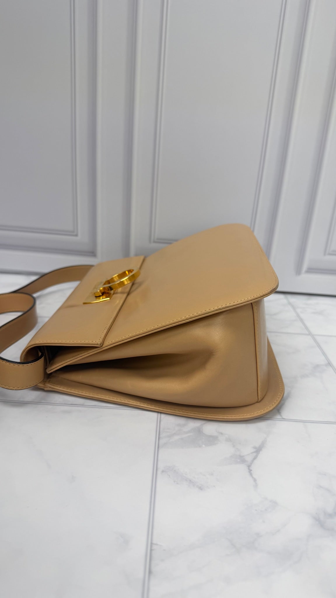 Salvatore Ferragamo Beige Leather Crossbody Bag 
