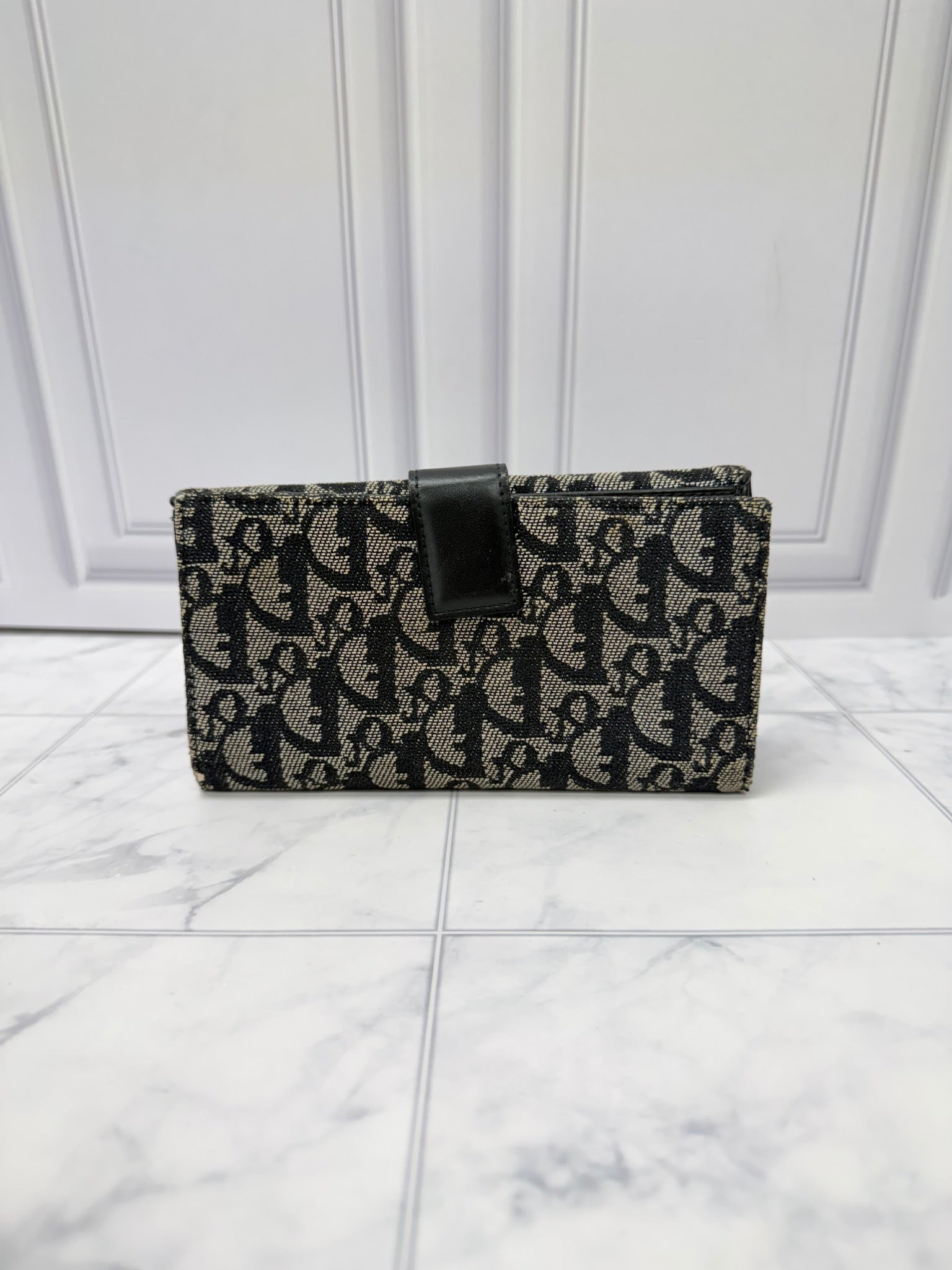 Christian Dior Black Trotter Canvas Saddle Wallet