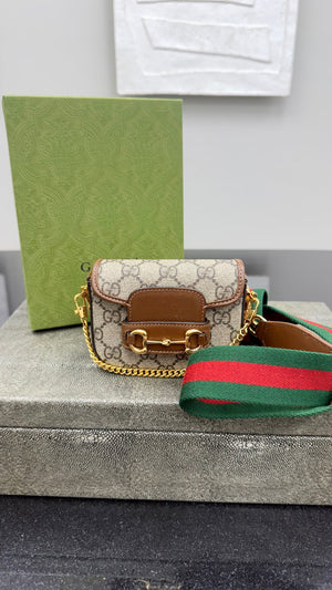 BRAND NEW - Gucci GG Supreme Horsebit 1955 Mini Crossbody Bag
