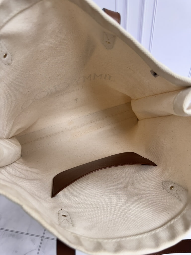Jimmy Choo Beige Canvas And Leather Tote Bag