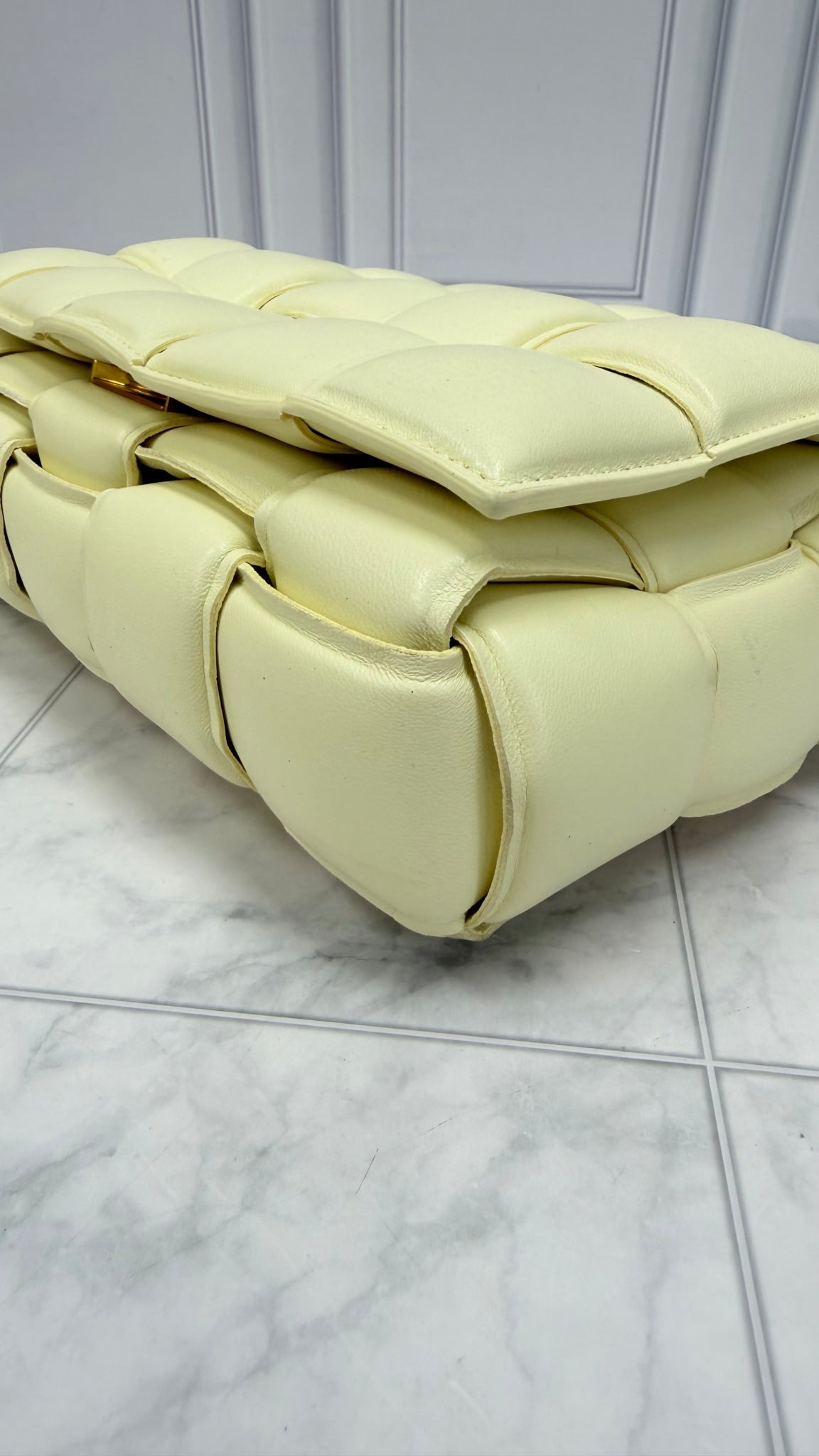 Bottega Veneta Pale Yellow Padded Cassette Crossbody Bag