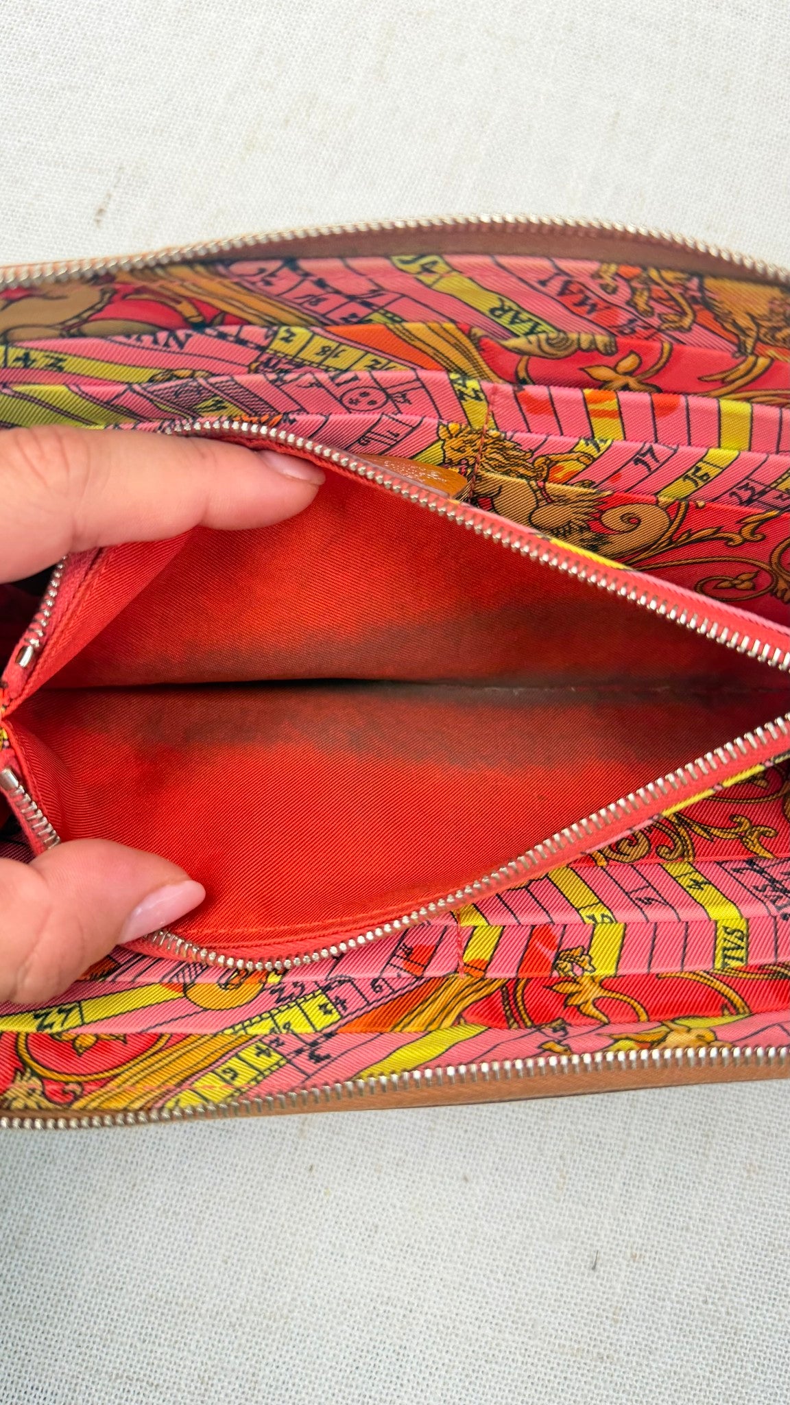 Hermes Brown Epsom Leather Silk'in Classique Zippy Wallet 