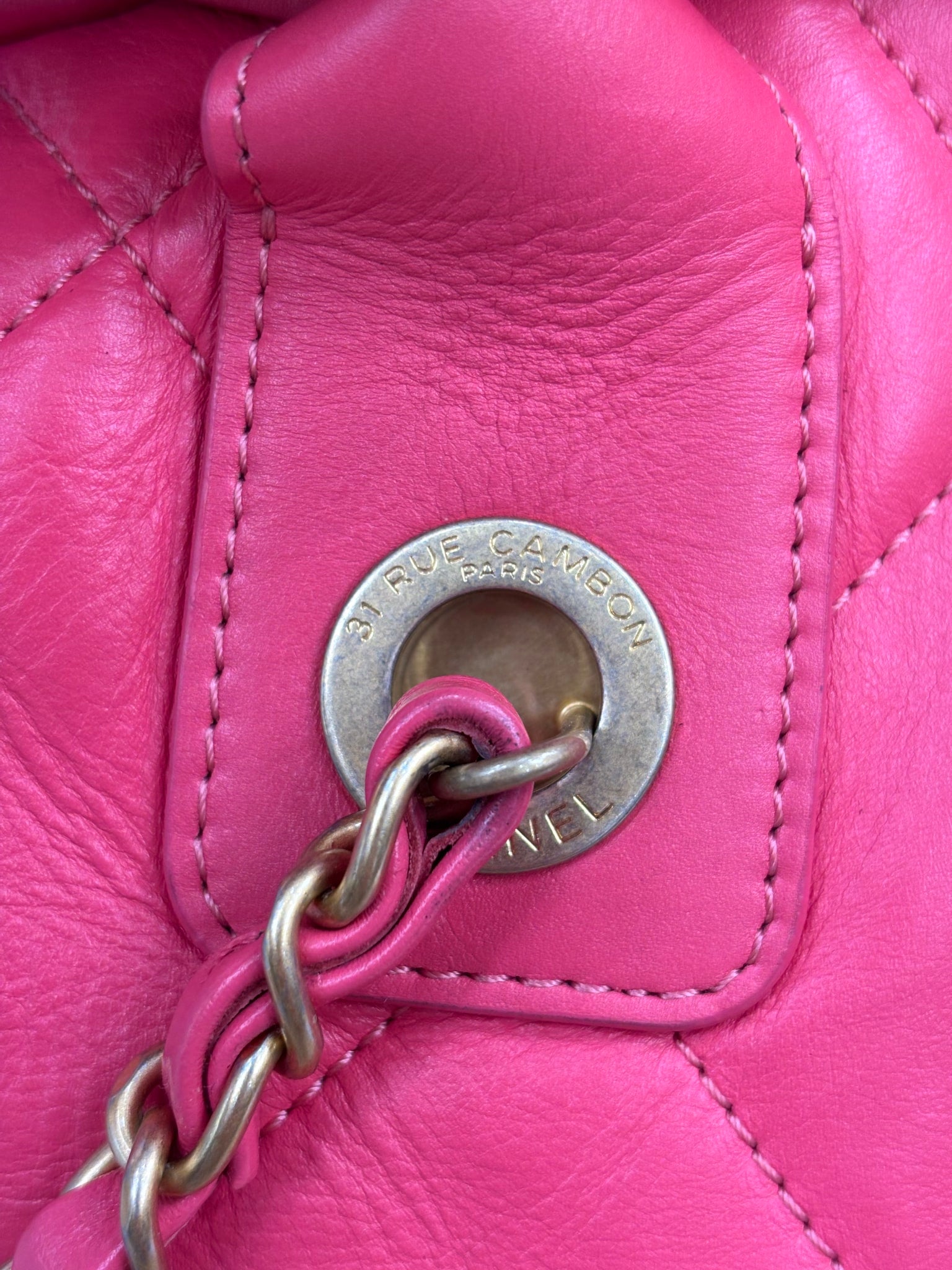 Chanel Hot Pink Calfskin Bowling Bag