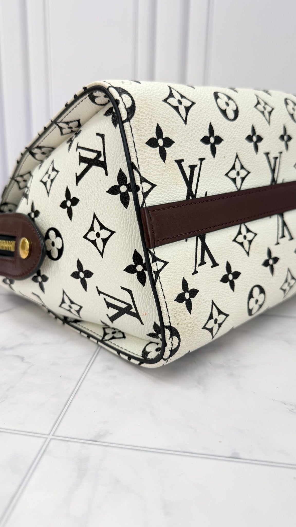 Louis Vuitton White & Black Monogram Speedy Amazon PM